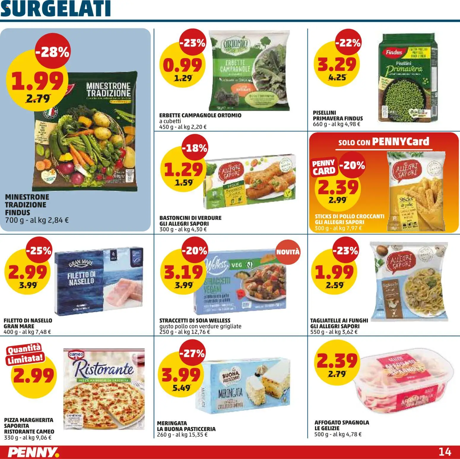 Volantino PENNY del 06.11.2025 | Pagina: 14 | Prodotti: Pizza, Pollo, Tagliatelle, Verdure