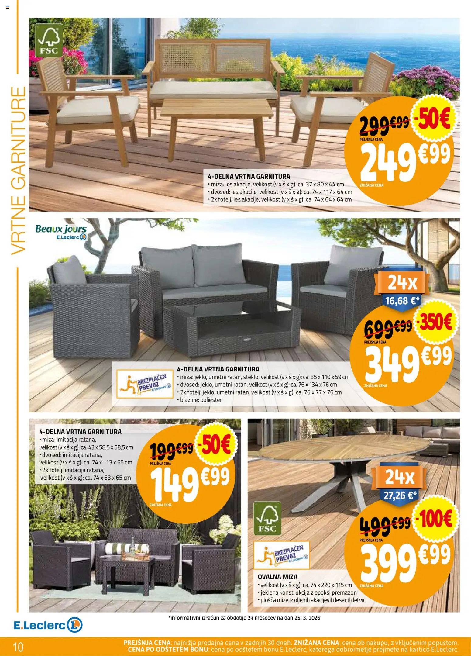 Novi E.leclerc katalog ponudbe – veljaven od 08.04.2026 | Stran: 10 | Izdelki: Vrtna garnitura, Dvosed, Fotelj, Miza