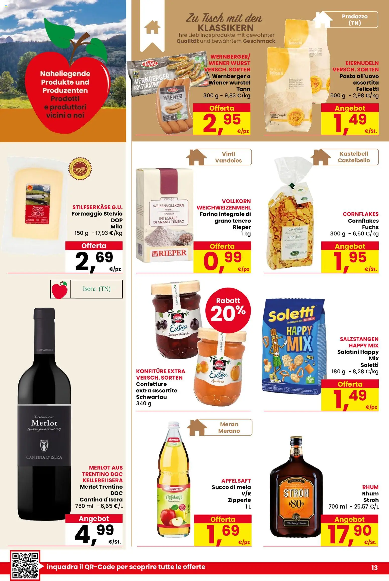 Volantino Despar del 13.11.2025 | Pagina: 13 | Prodotti: Salatini, Succo, Formaggio, Pasta