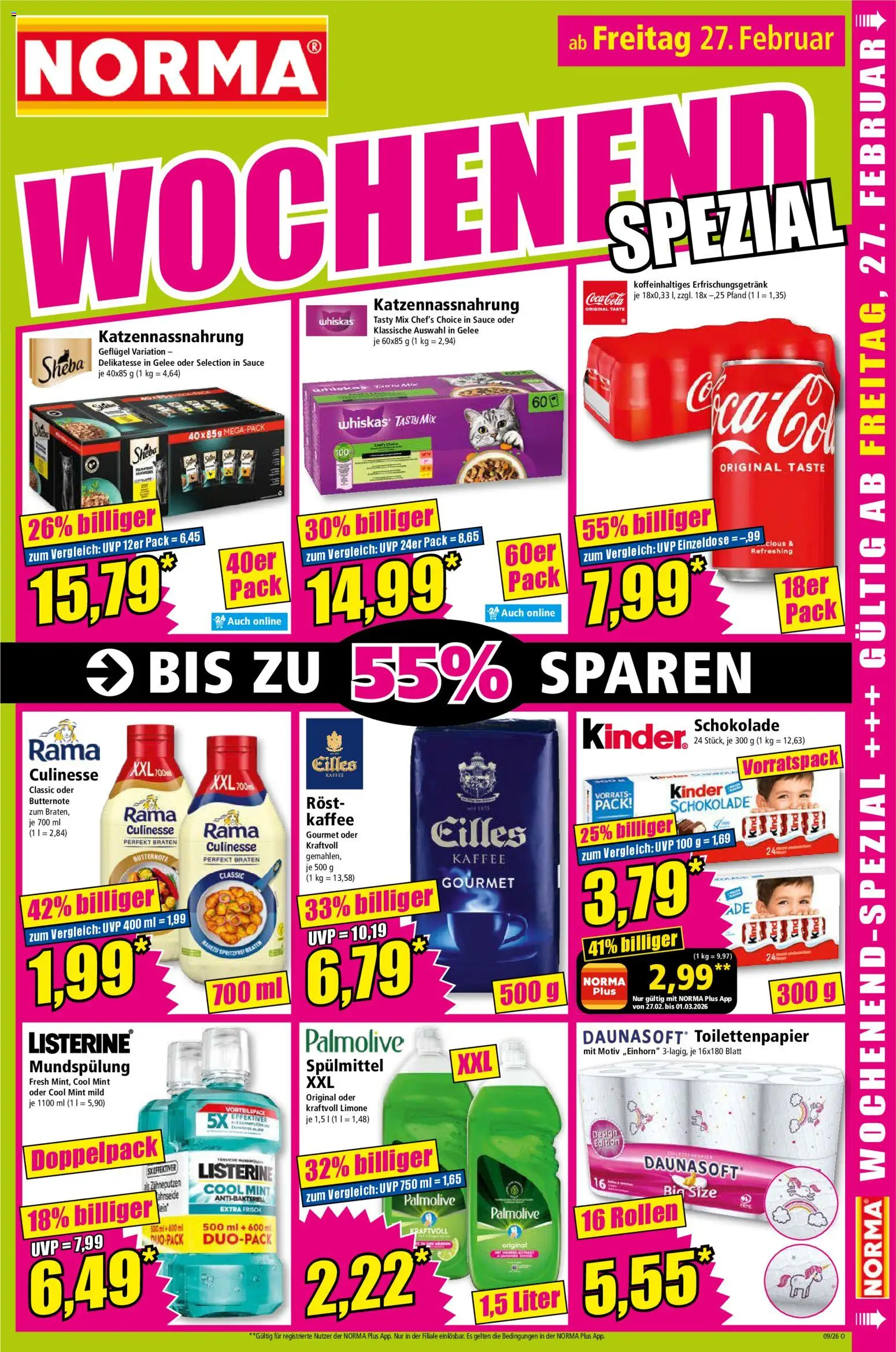 Norma Prospekt 	 – gültig ab 23.02.2026 | Seite: 17 | Produkte: Coca cola, Kaffee, Whiskas, Listerine