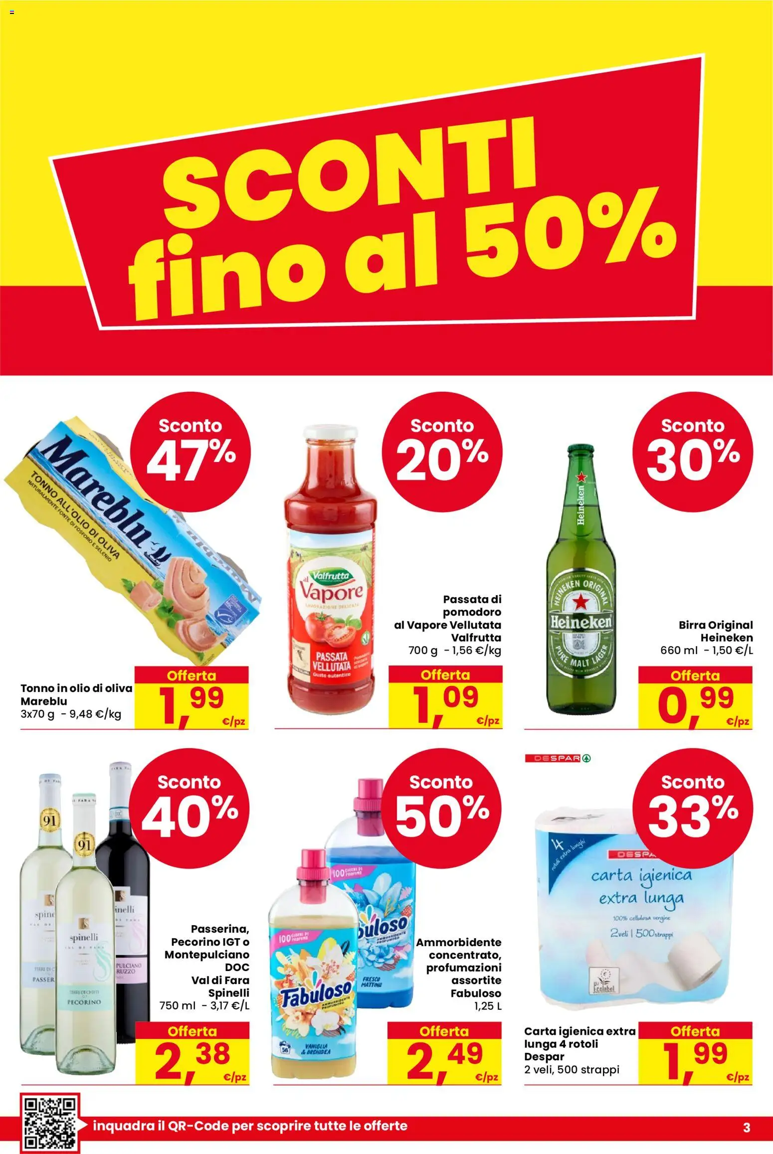 Volantino Despar del 08.01.2026 | Pagina: 3 | Prodotti: Carta igienica, Ammorbidente, Tonno, Olio di Oliva