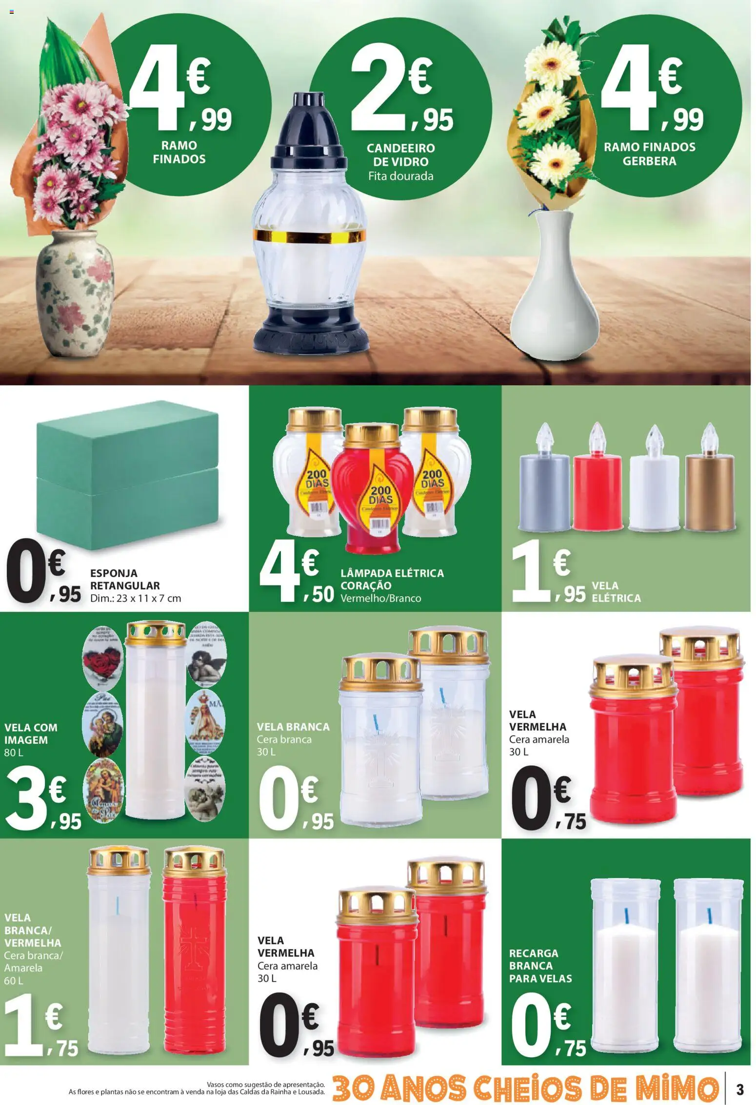 E.Leclerc folheto Não Alimentar │ válido de 23.10.2025 | Página: 3 | Produtos: Candeeiro, Flores, Esponja, Cera