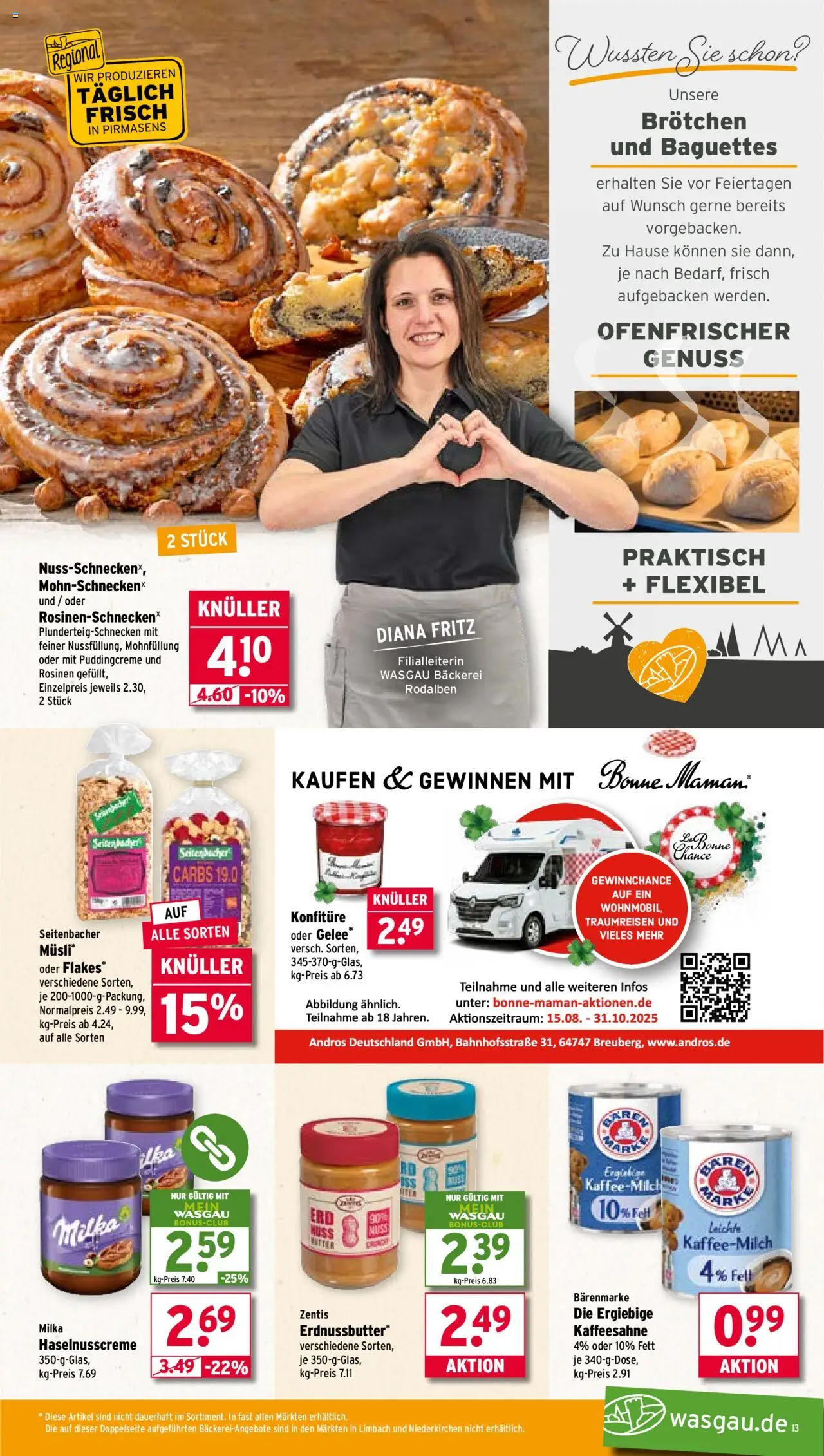 Wasgau Prospekt 	 – gültig ab 29.09.2025 | Seite: 13 | Produkte: Bäckerei, Butter, Bad, Milka