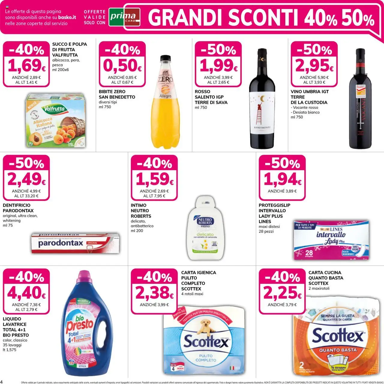 Volantino Basko del 14.10.2025 | Pagina: 4 | Prodotti: Succo, Intimo, Frutta, Pesca