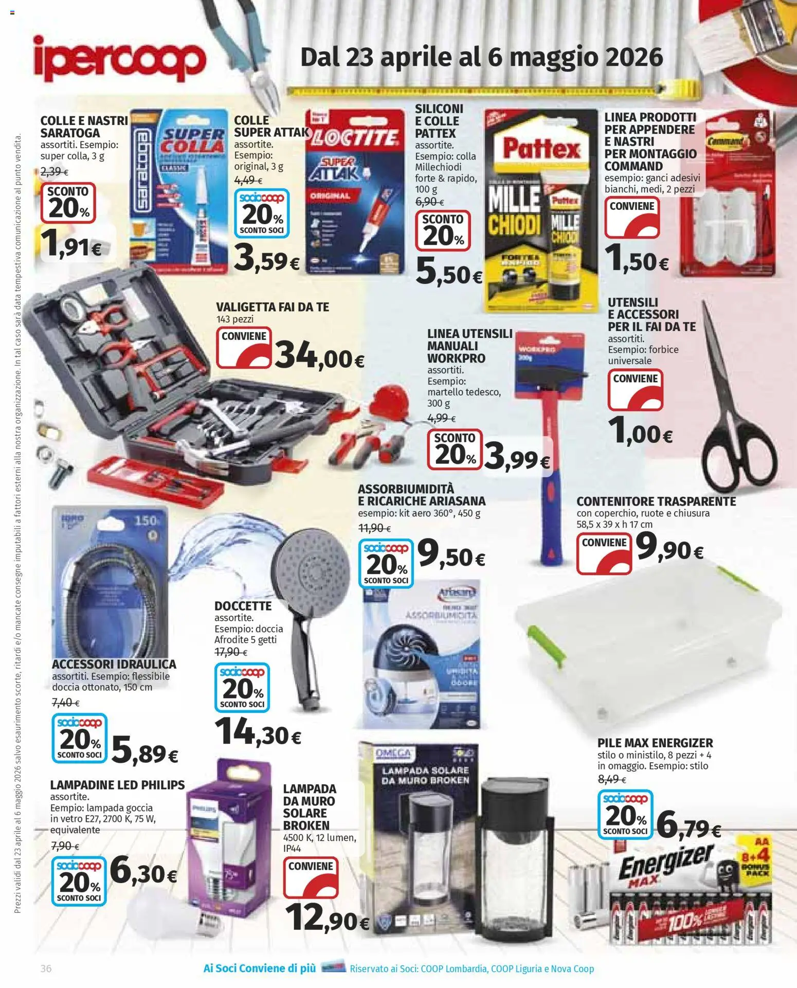 Volantino Ipercoop del 23.04.2026 | Pagina: 36 | Prodotti: Forbice, Colla, Valigetta, Doccia