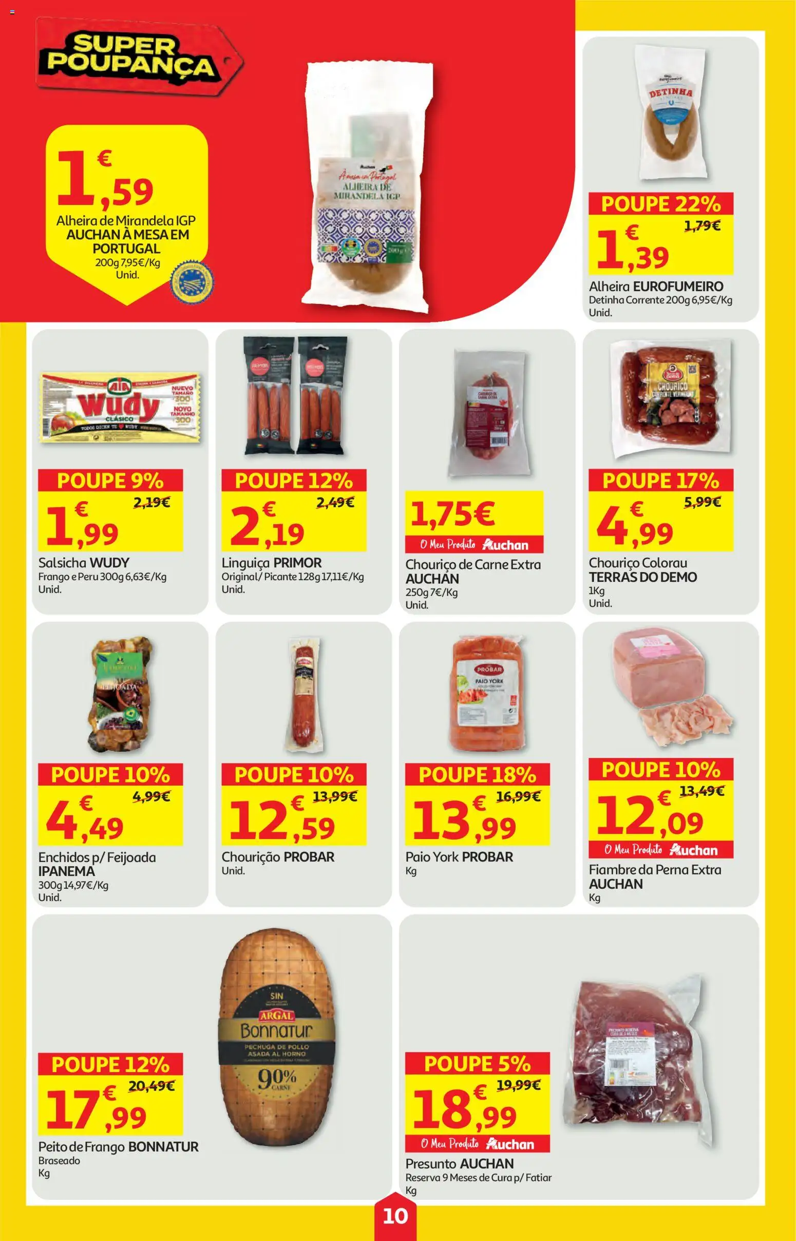 Auchan folheto │ válido de 12.02.2026 | Página: 10 | Produtos: Linguiça, Presunto, Chouriço, Colorau