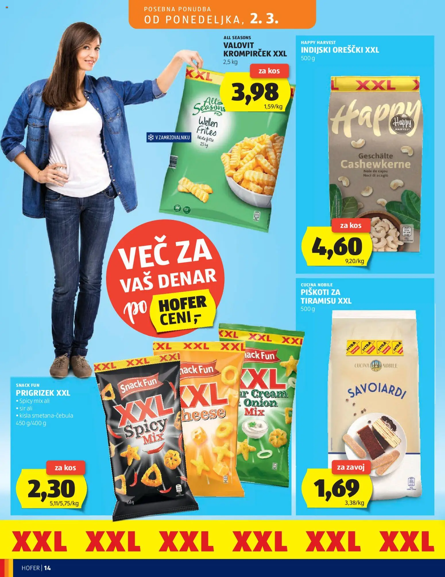 Novi Hofer katalog ponudbe – veljaven od 25.02.2026 | Stran: 14 | Izdelki: Indijski oreščki, Kos, Orescki, Piskoti