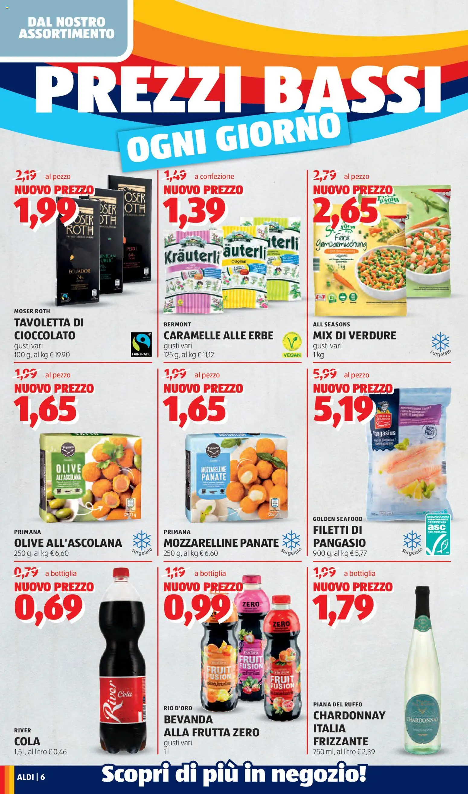 Volantino Aldi del 27.04.2026 | Pagina: 6 | Prodotti: Cioccolato, Caramelle, Frutta, Bottiglia