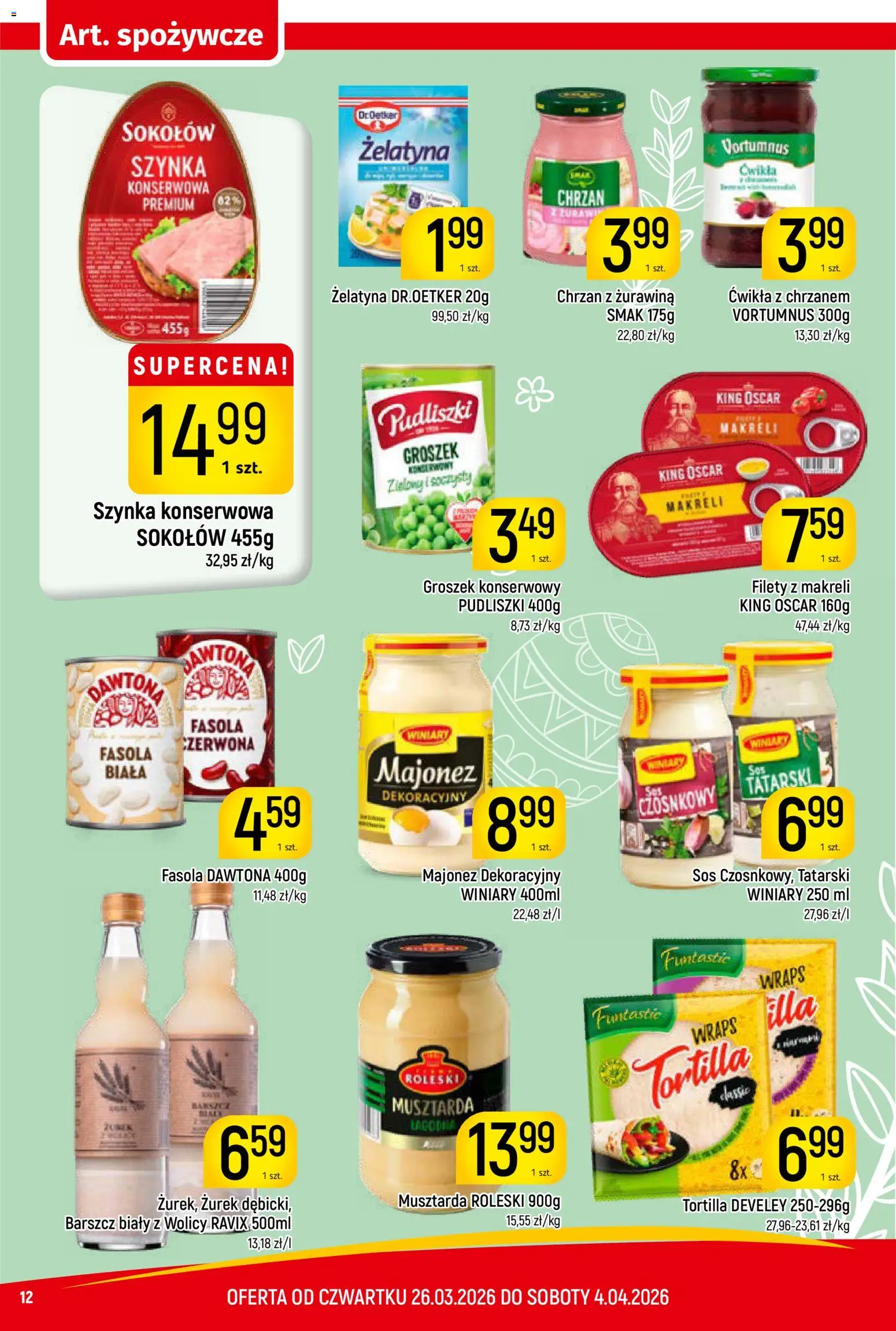 Piotruś Pan gazetka od 26.03.2026 | Strona: 12 | Produkty: Groszek, Tortilla, Żurawina, Majonez