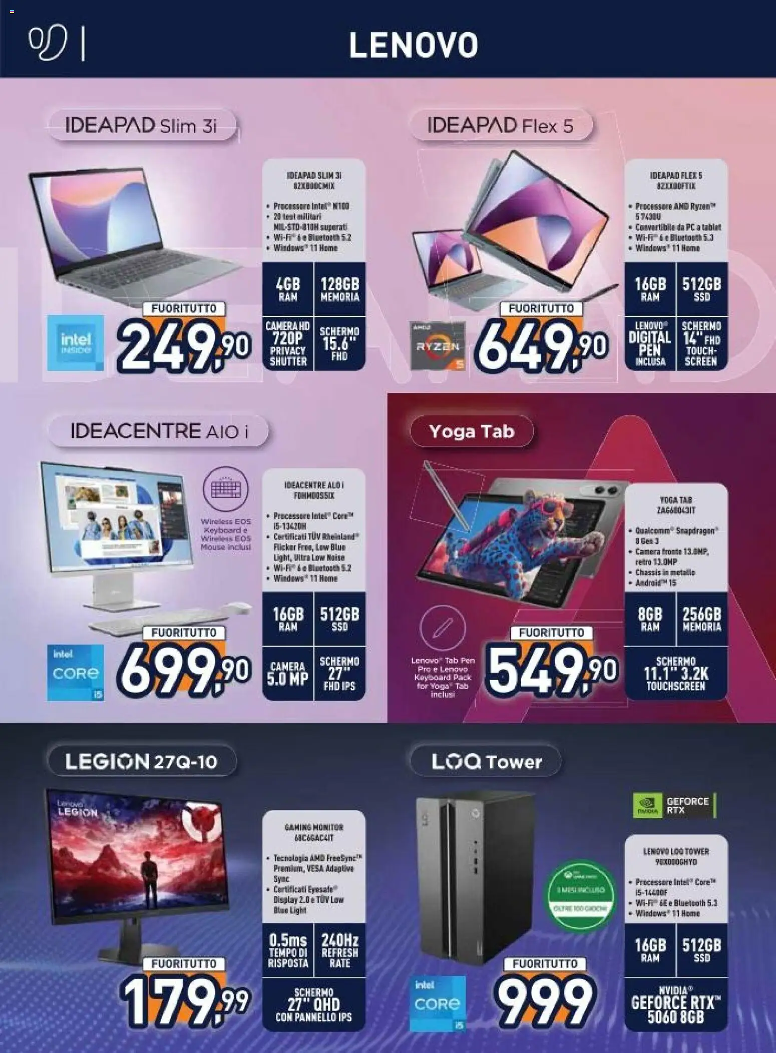 Volantino Unieuro del 16.01.2026 | Pagina: 14 | Prodotti: Schermo, Tablet, PC, Mouse