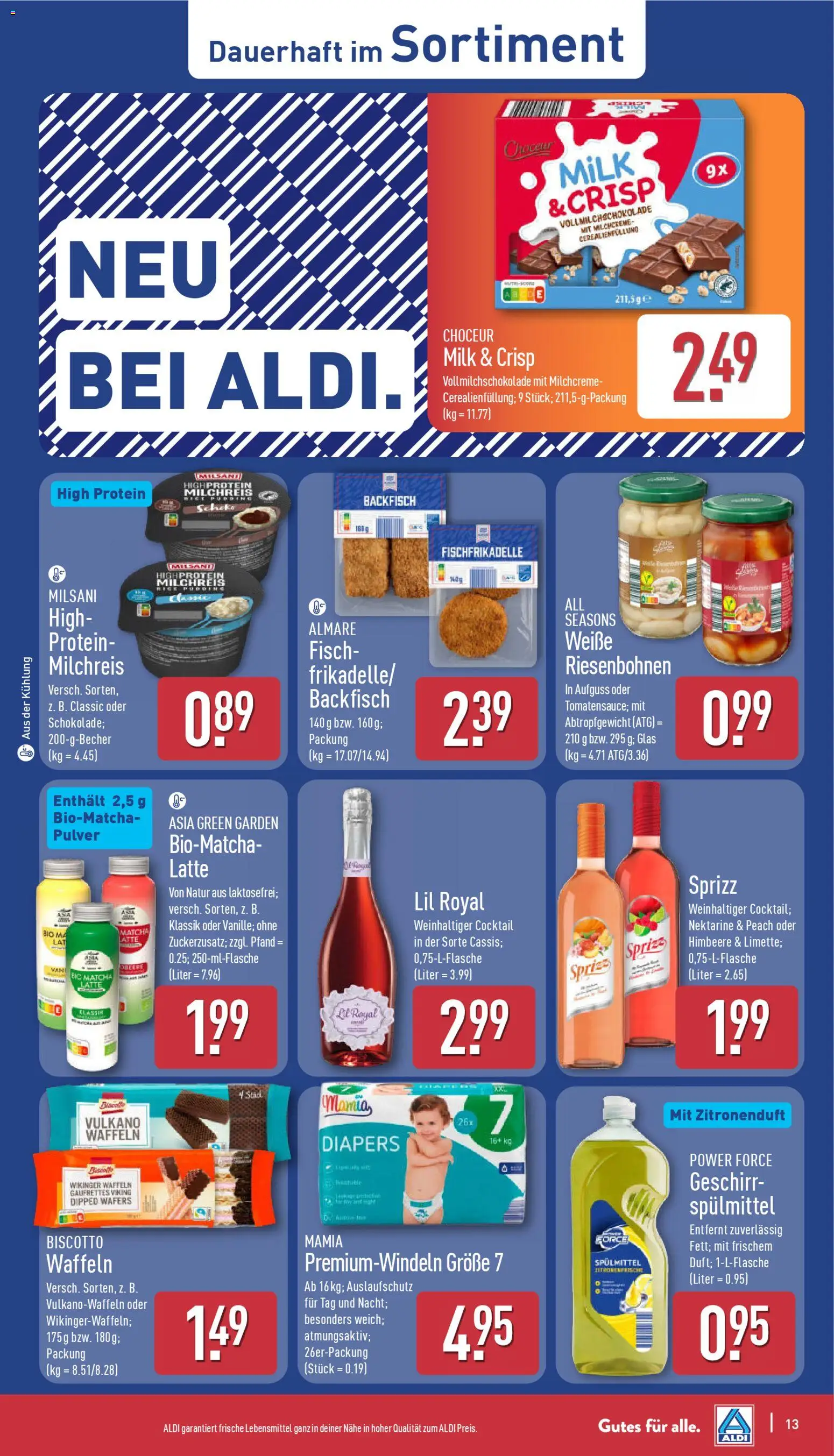 Aldi Prospekt 	 – gültig ab 07.04.2026 | Seite: 13 | Produkte: Waffeln, Fisch, Nektarine, Himbeere
