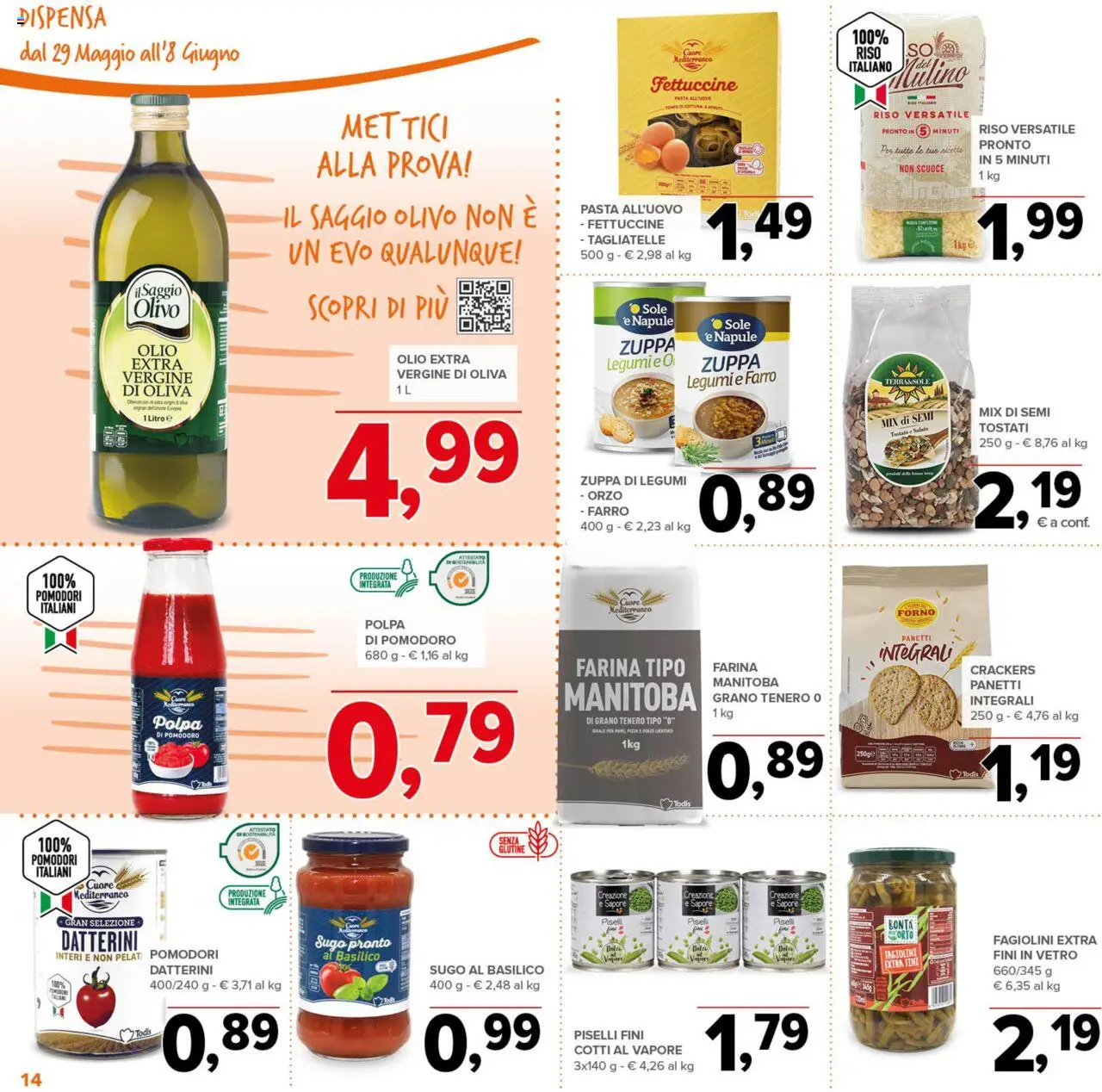 Volantino Todis del 29.05.2025 | Pagina: 14 | Prodotti: Riso, Farina, Pasta, Forno