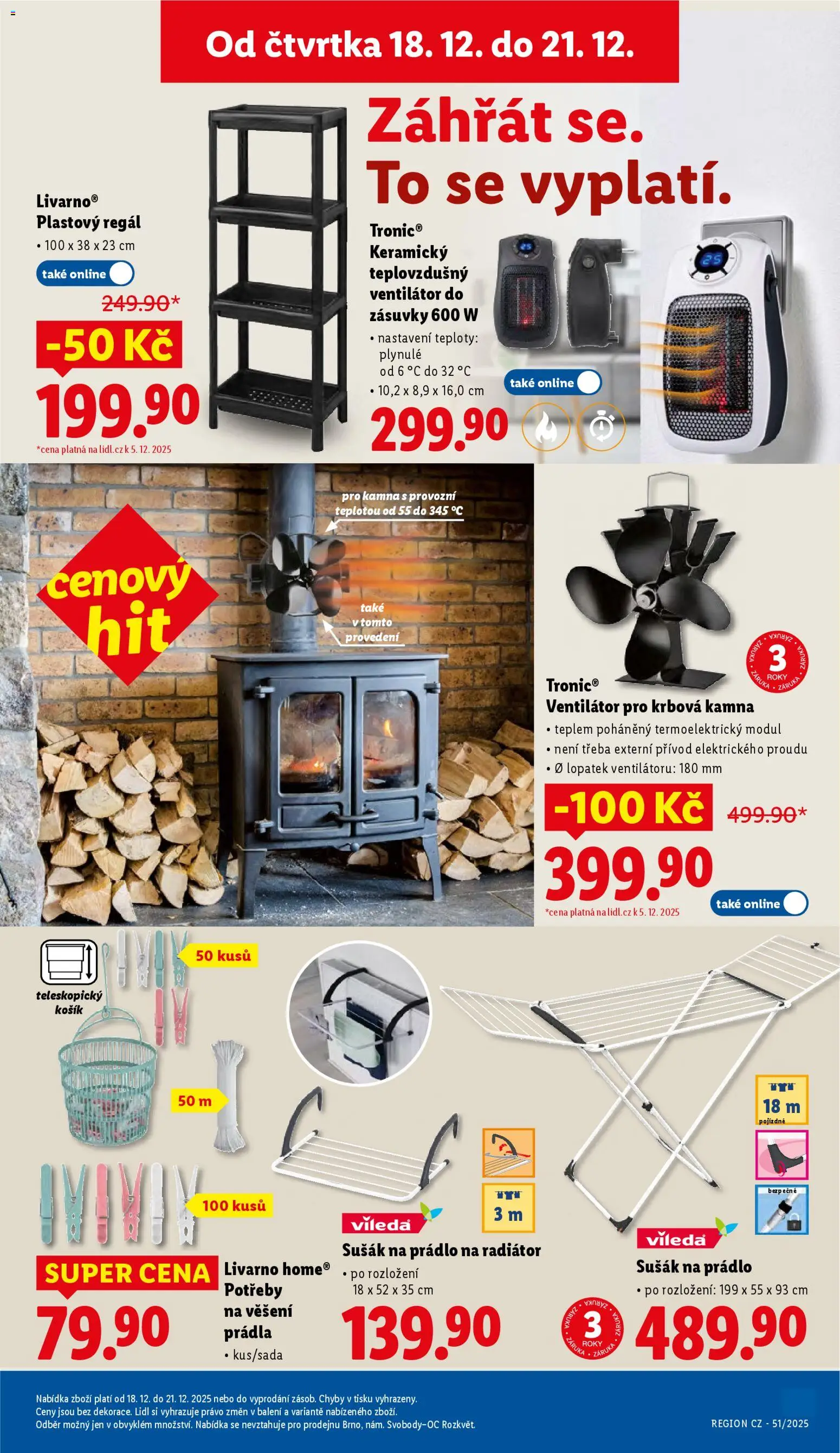 Lidl leták - Spotřební zboží od 15.12.2025 | Strana: 23 | Produkty: Sušák na prádlo, Ventilátor, Regál, Teplovzdušný ventilátor