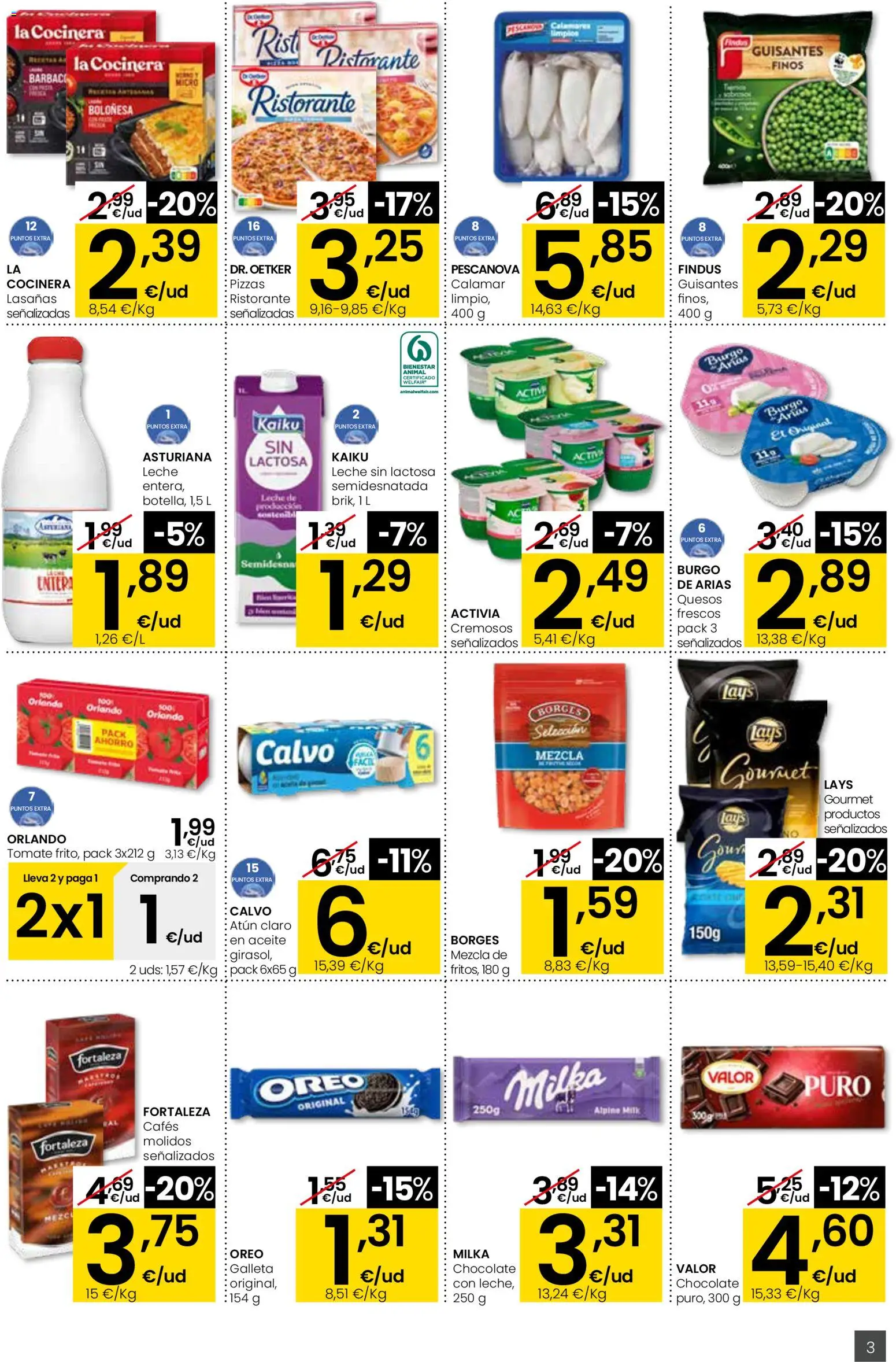 Eroski Aliprox  │ válido desde el 12.03.2026 | Página: 3 | Productos: Leche sin lactosa, Leche, Chocolate, Atún claro