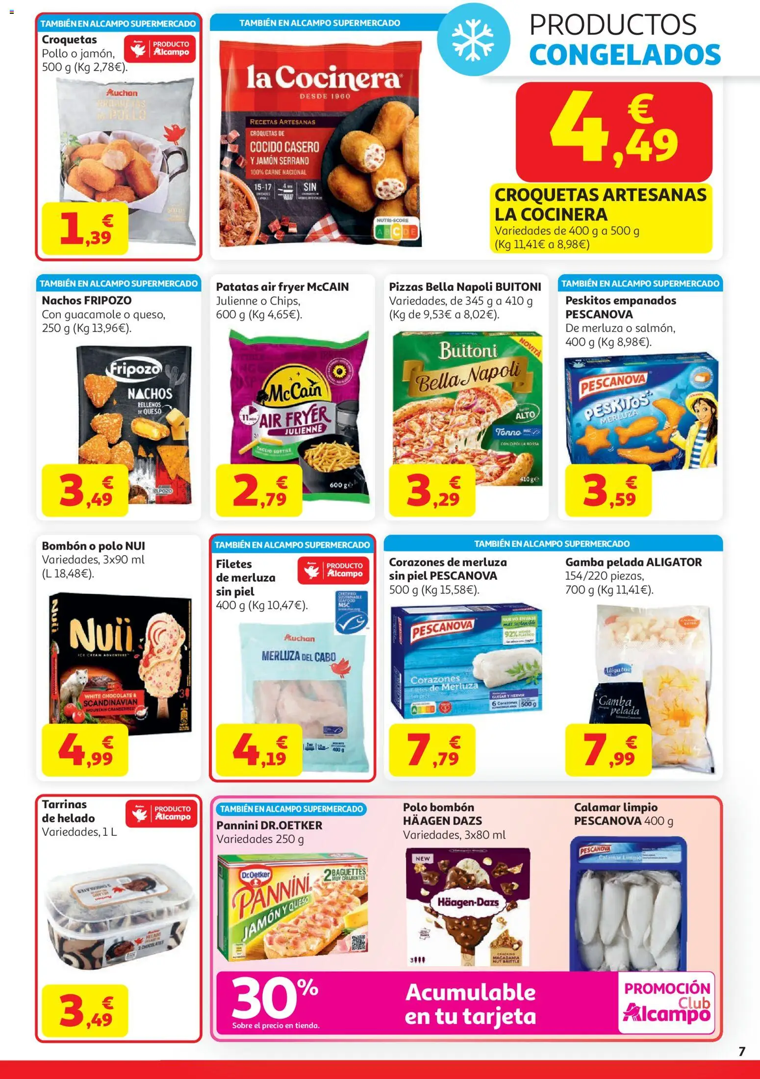 Alcampo HG Unico Mad │ válido desde el 21.04.2026 | Página: 7 | Productos: Jamón serrano, Καλτσάκια μισά, Queso, Gamba