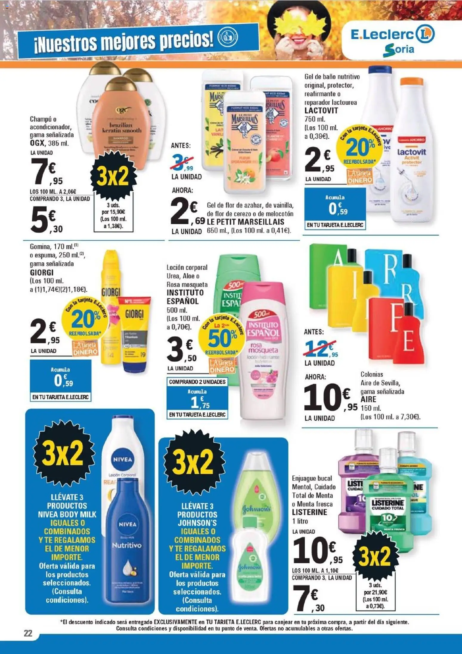 E.Leclerc folleto │ válido desde el 12.11.2025 | Página: 22 | Productos: Champú, Enjuague bucal, Gel de baño, Té