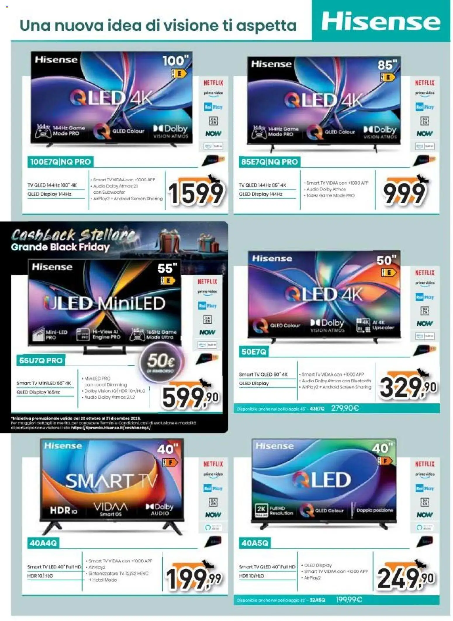 Volantino Unieuro del 27.10.2025 | Pagina: 9 | Prodotti: smart TV, TV, Video, Audio
