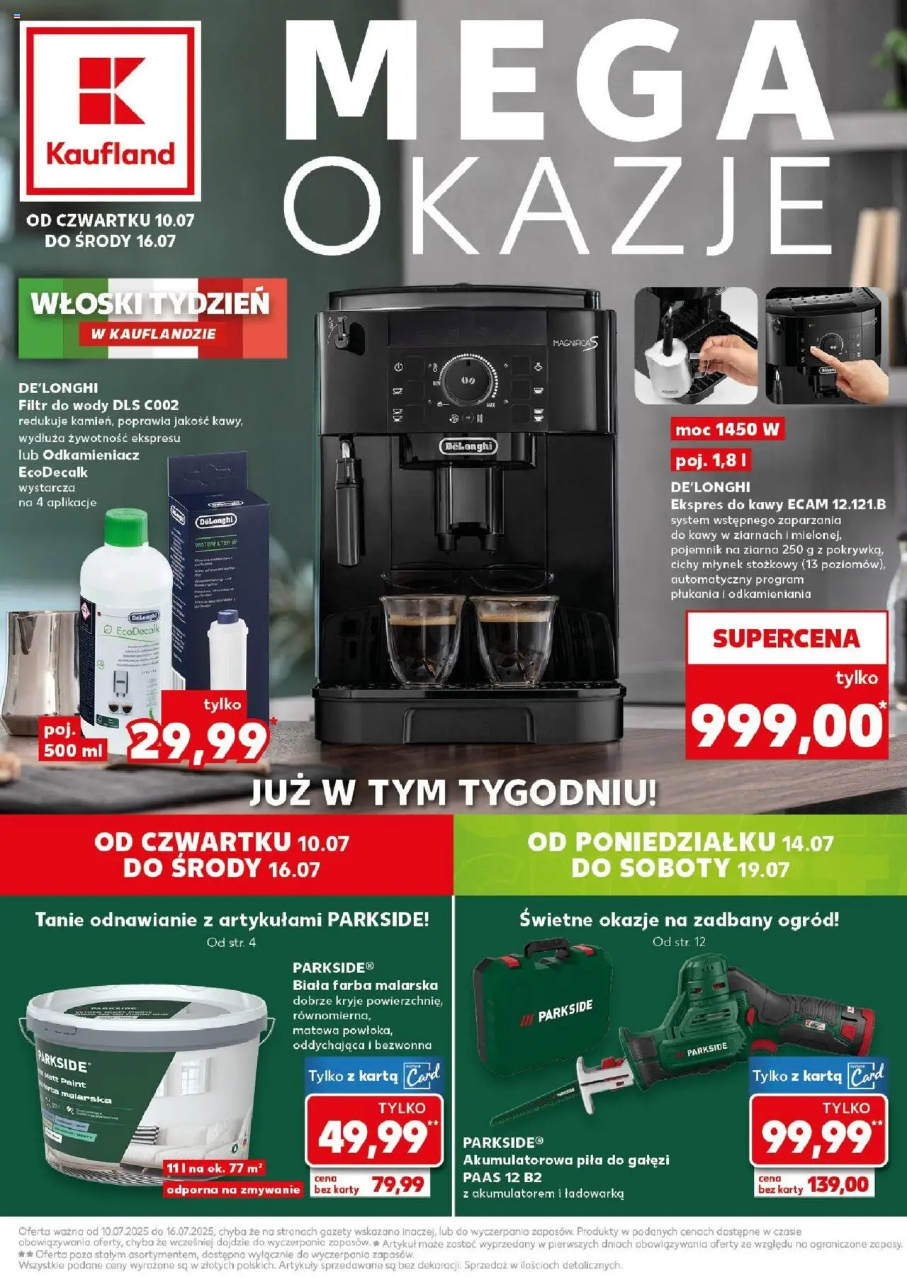 Kaufland gazetka - Mega okazje od 10.07.2025 | Strona: 1 | Produkty: Karta, Filtr do wody, Ładowarka, Młynek