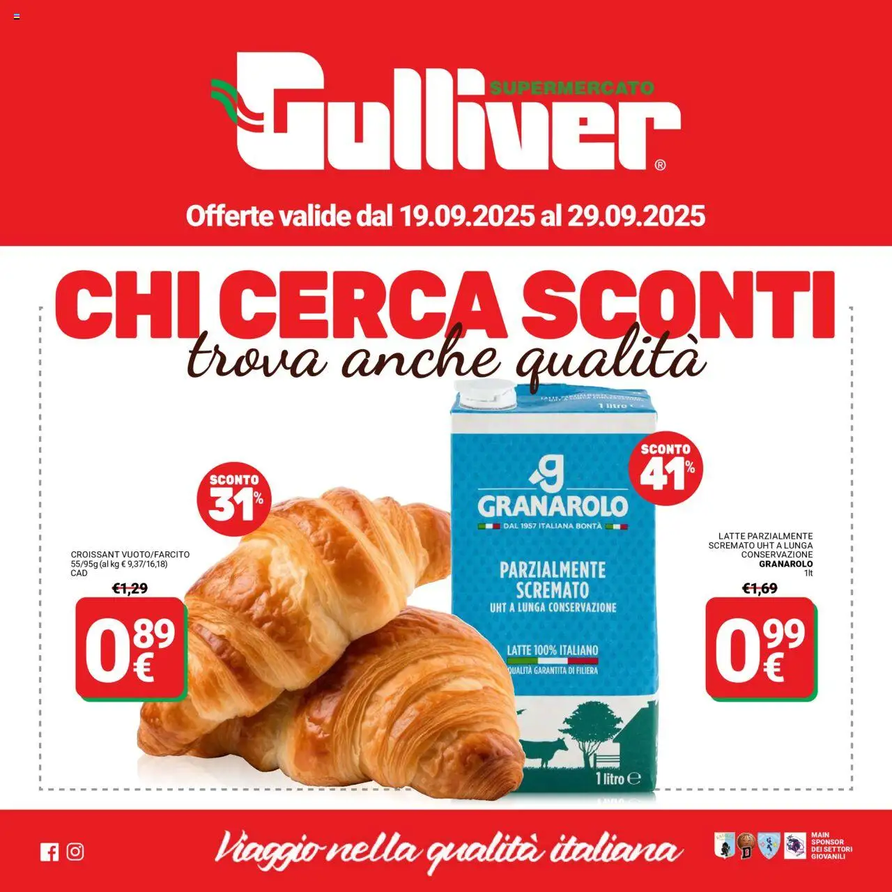 Volantino Gulliver del 19.09.2025 | Pagina: 1 | Prodotti: Latte, Croissant