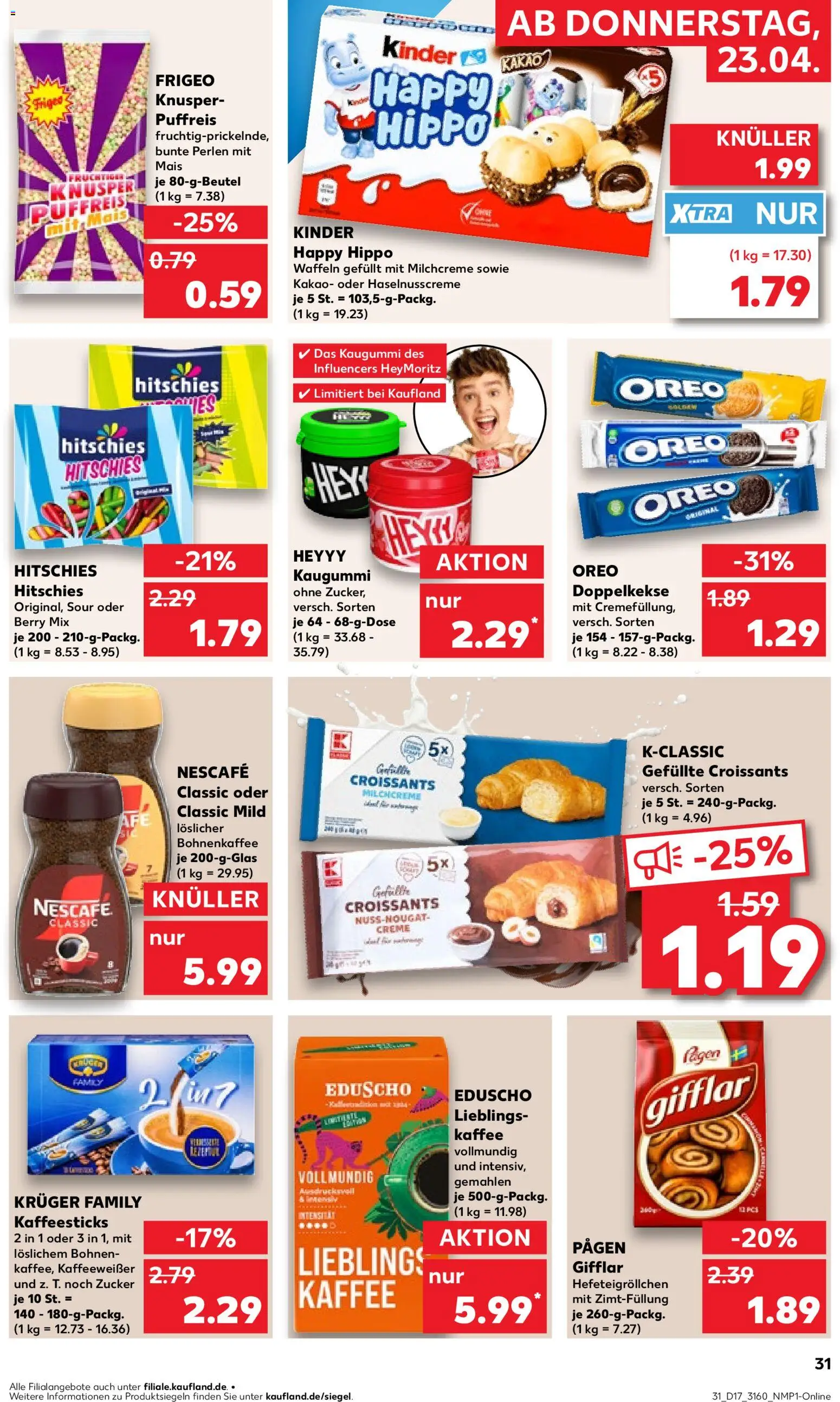 Kaufland Prospekt – gültig ab 23.04.2026 | Seite: 31 | Produkte: Nescafe, Creme, Waffeln, Croissant