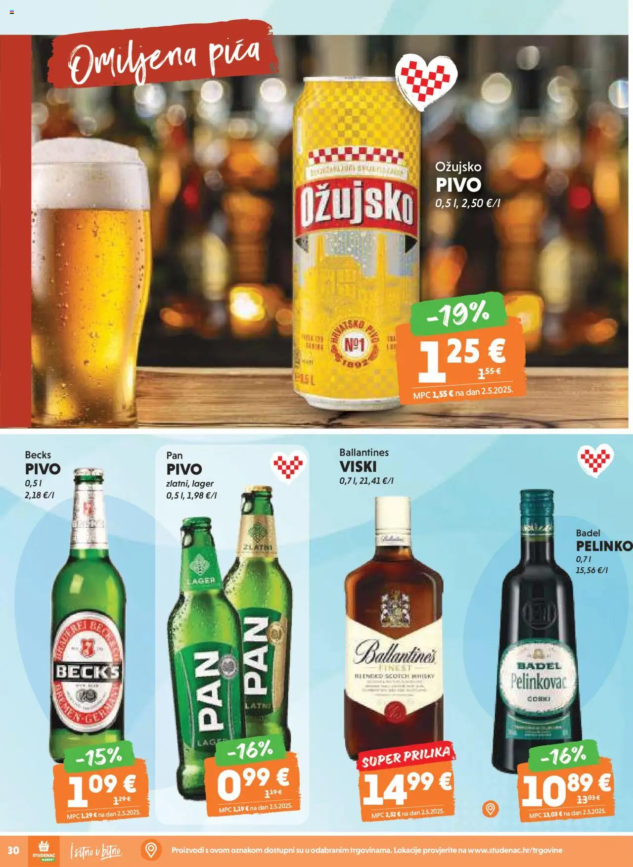 Studenac katalog | vrijedi od 15.10.2025 | Stranica: 30 | Proizvodi: Pelinkovac, Pica, Pivo, Whisky