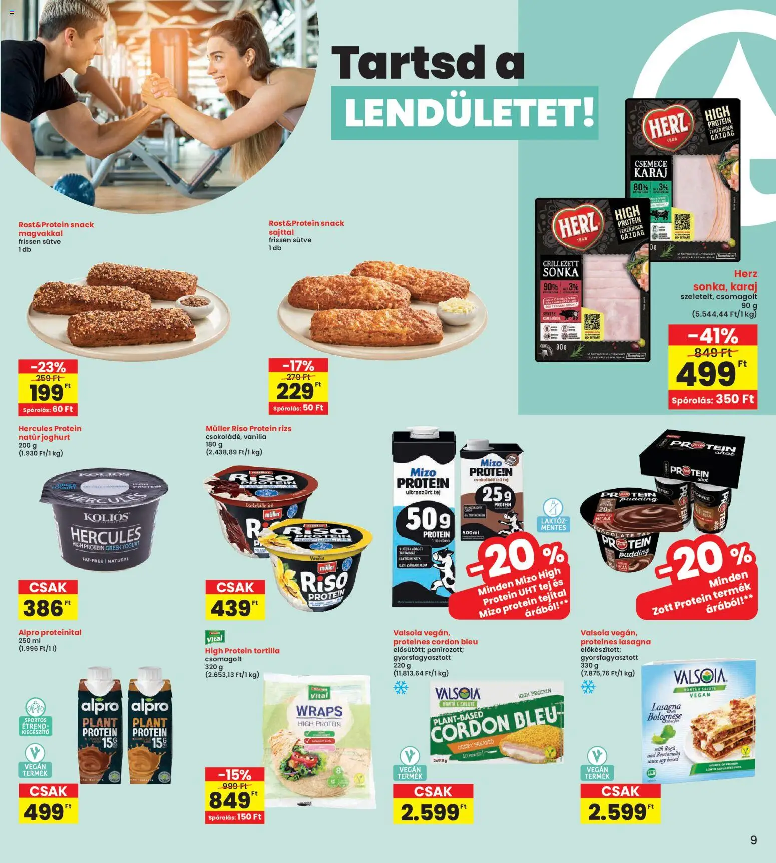 Interspar akciós ujság - amely érvényes a következő dátumtól: 19.02.2026 | Oldal: 9 | Termékek: Cordon bleu, Protein, Tej, Joghurt