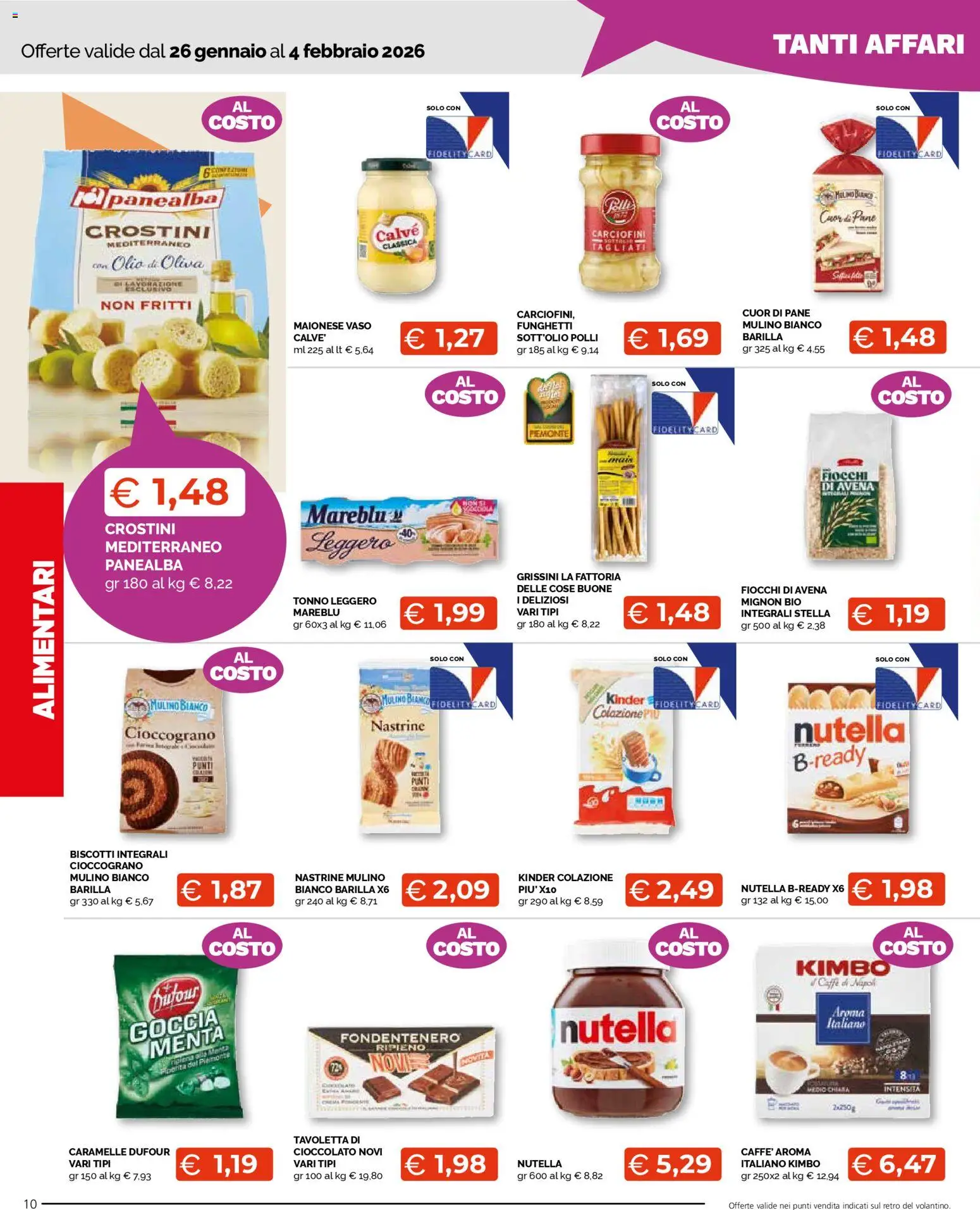 Volantino Mercatò del 26.01.2026 | Pagina: 10 | Prodotti: Pane, Caramelle, Fiocchi, Crostini