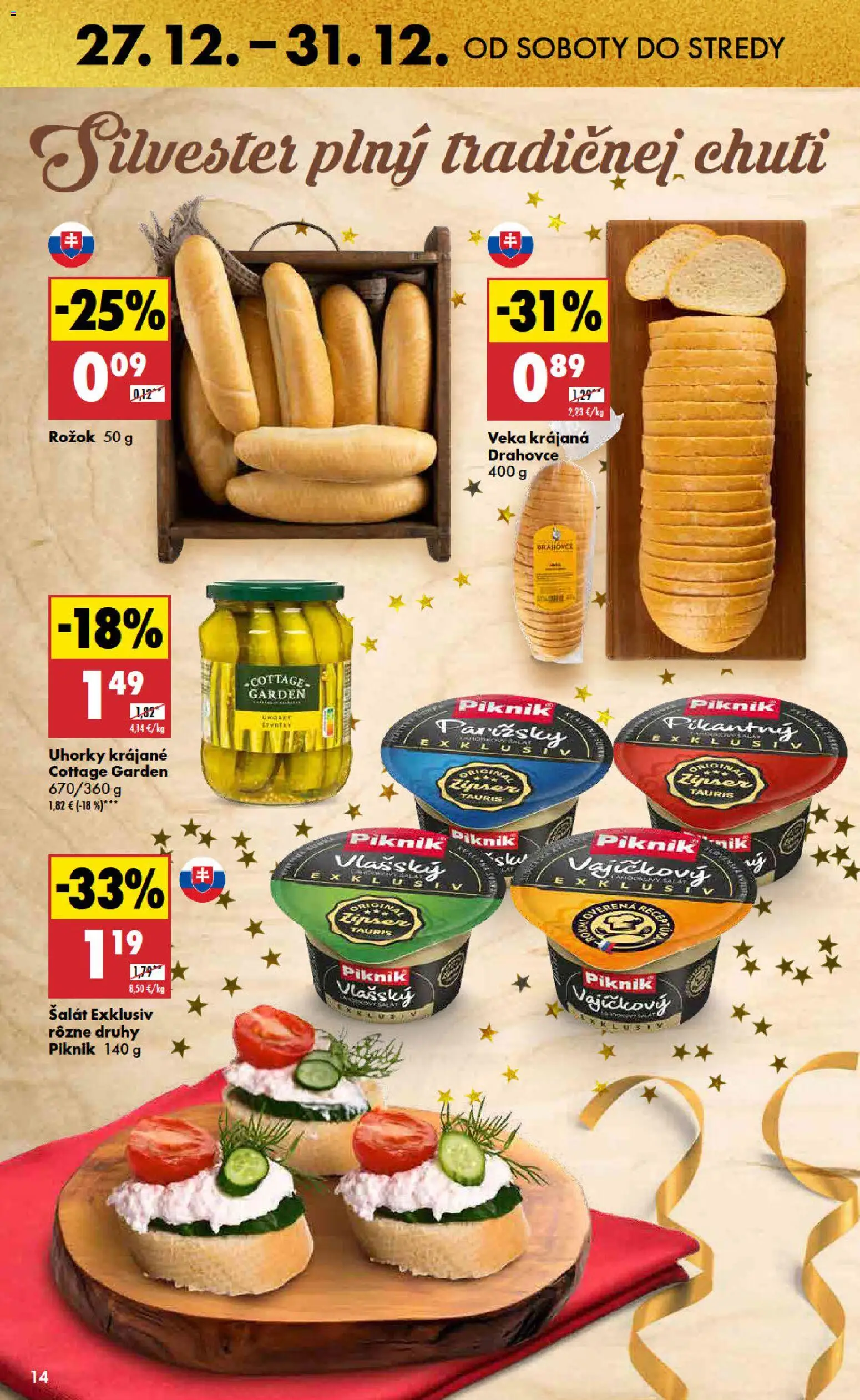 Nové Biedronka akcie – leták je platný od 27.12.2025 | Strana: 14 | Produkty: Rožok, Šalát, Uhorky