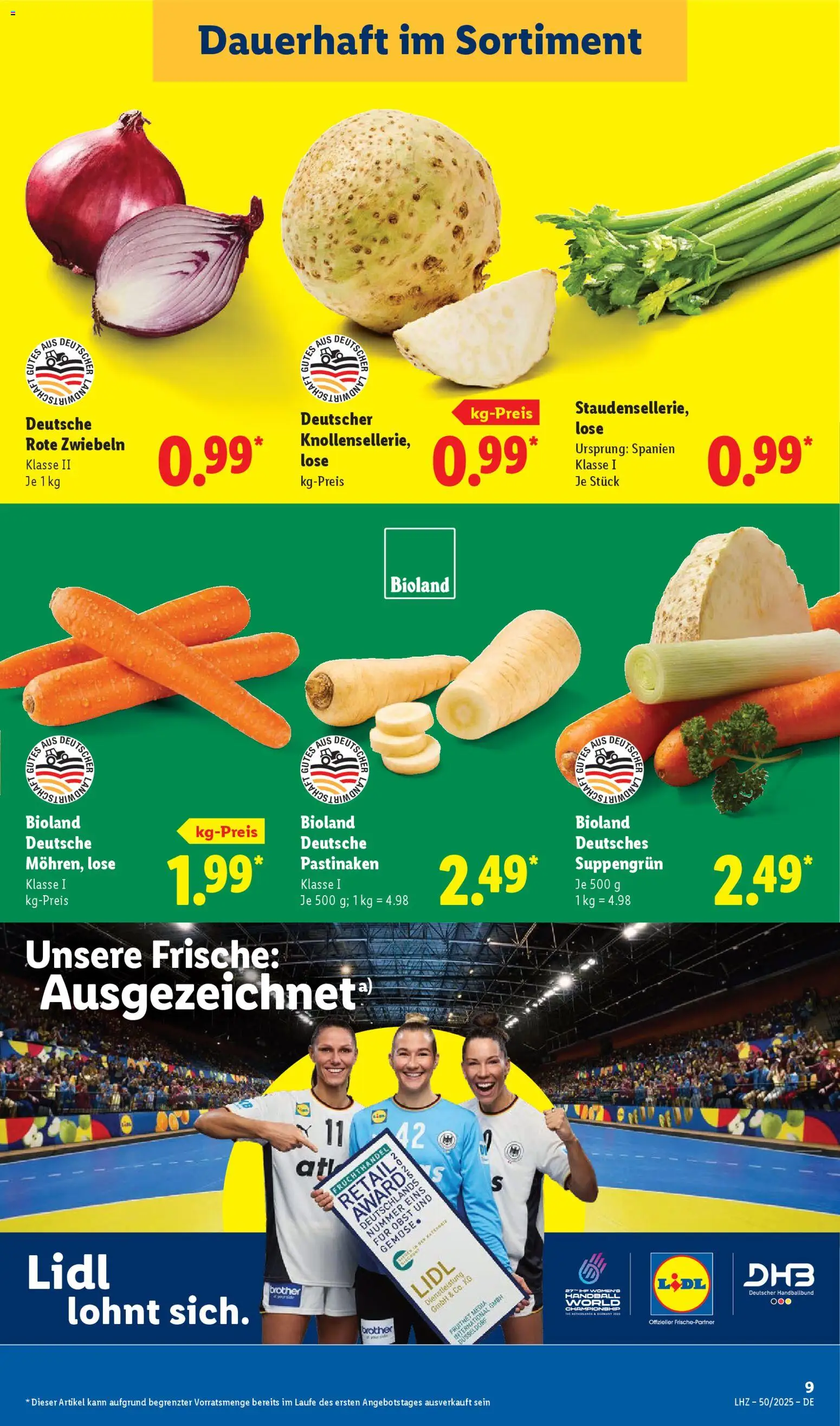 Lidl Prospekt Krefeld – gültig ab 08.12.2025 | Seite: 17 | Produkte: Handball, Zwiebeln, Obst