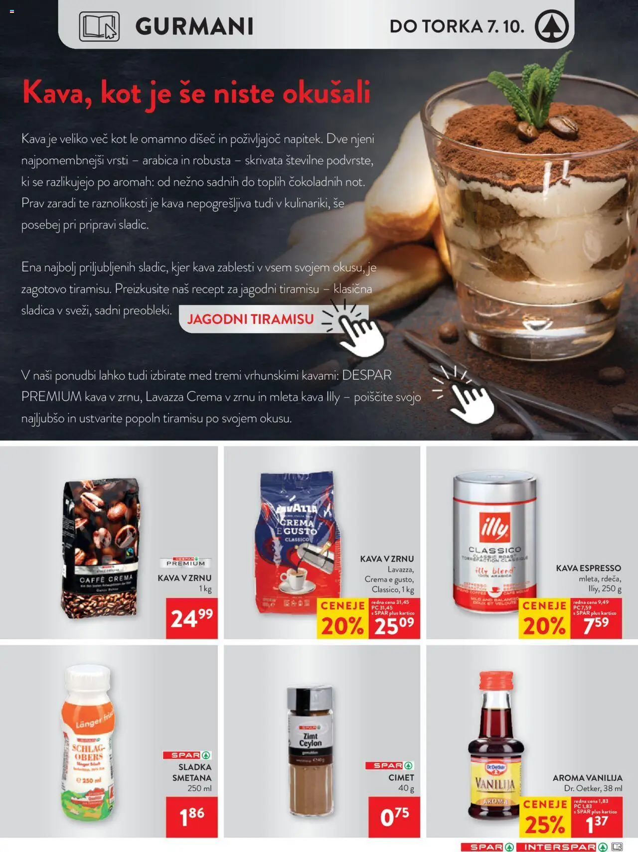 Novi Spar katalog ponudbe – veljaven od 01.10.2025 | Stran: 21 | Izdelki: Kava, Smetana