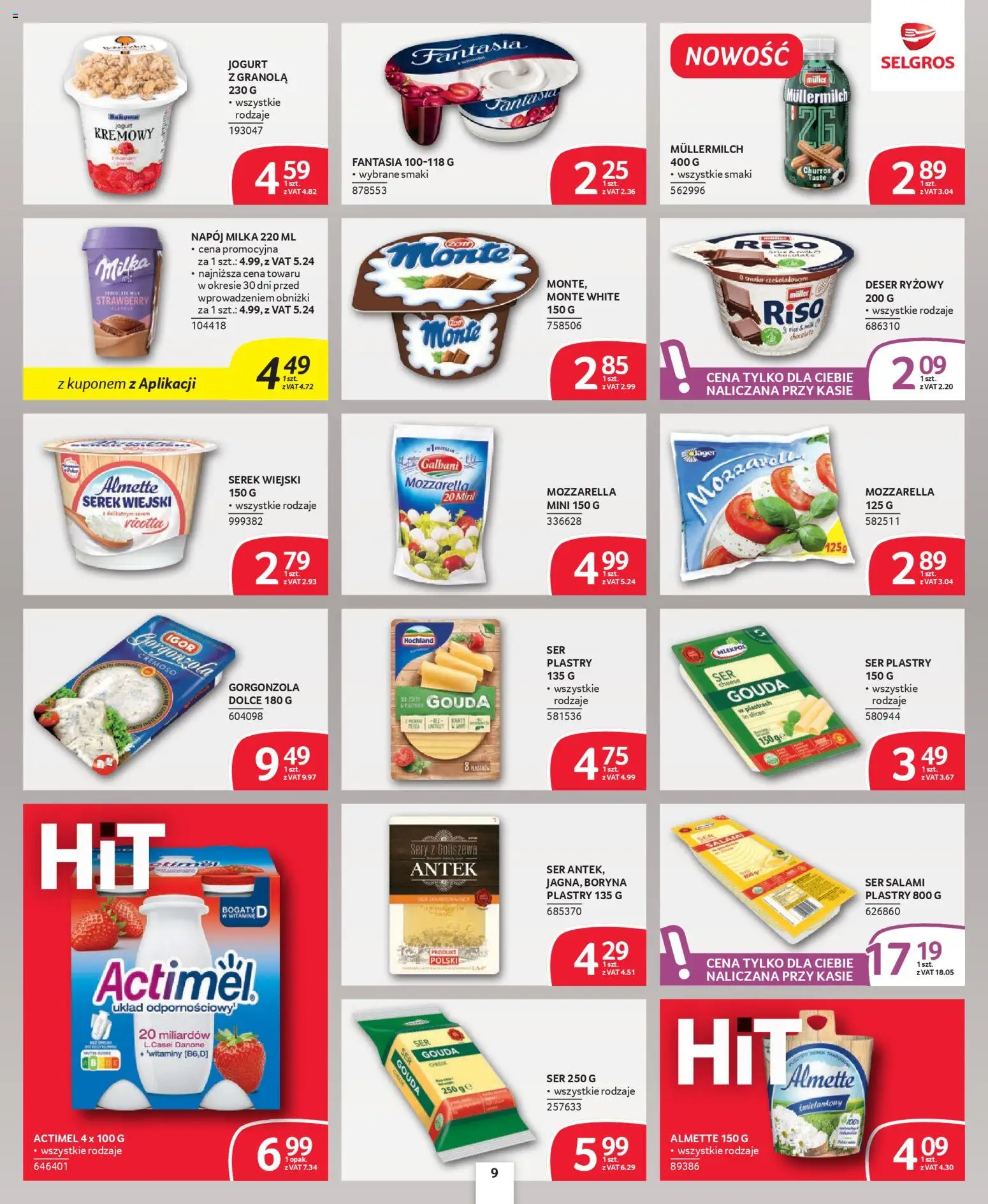Selgros cash&carry - Oferta dla profesjonalistów od 09.04.2026 | Strona: 9 | Produkty: Milka, Ser, Jogurt, Mozzarella