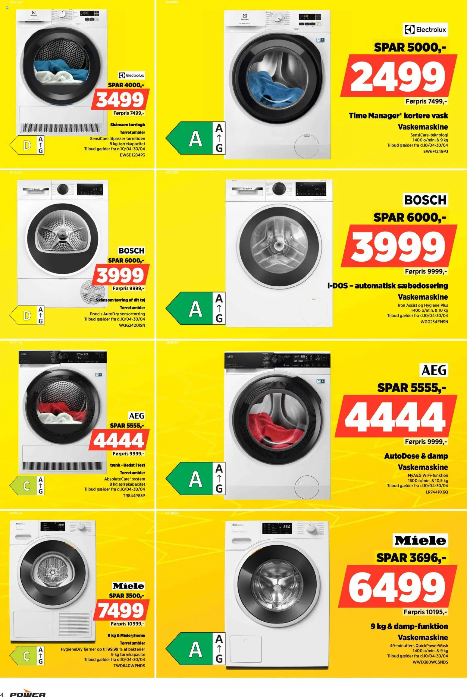 Power tilbudsavis – gyldig fra 17.04.2026 | Side: 4 | Produkter: Vaskemaskine, Tørretumbler, Tøj