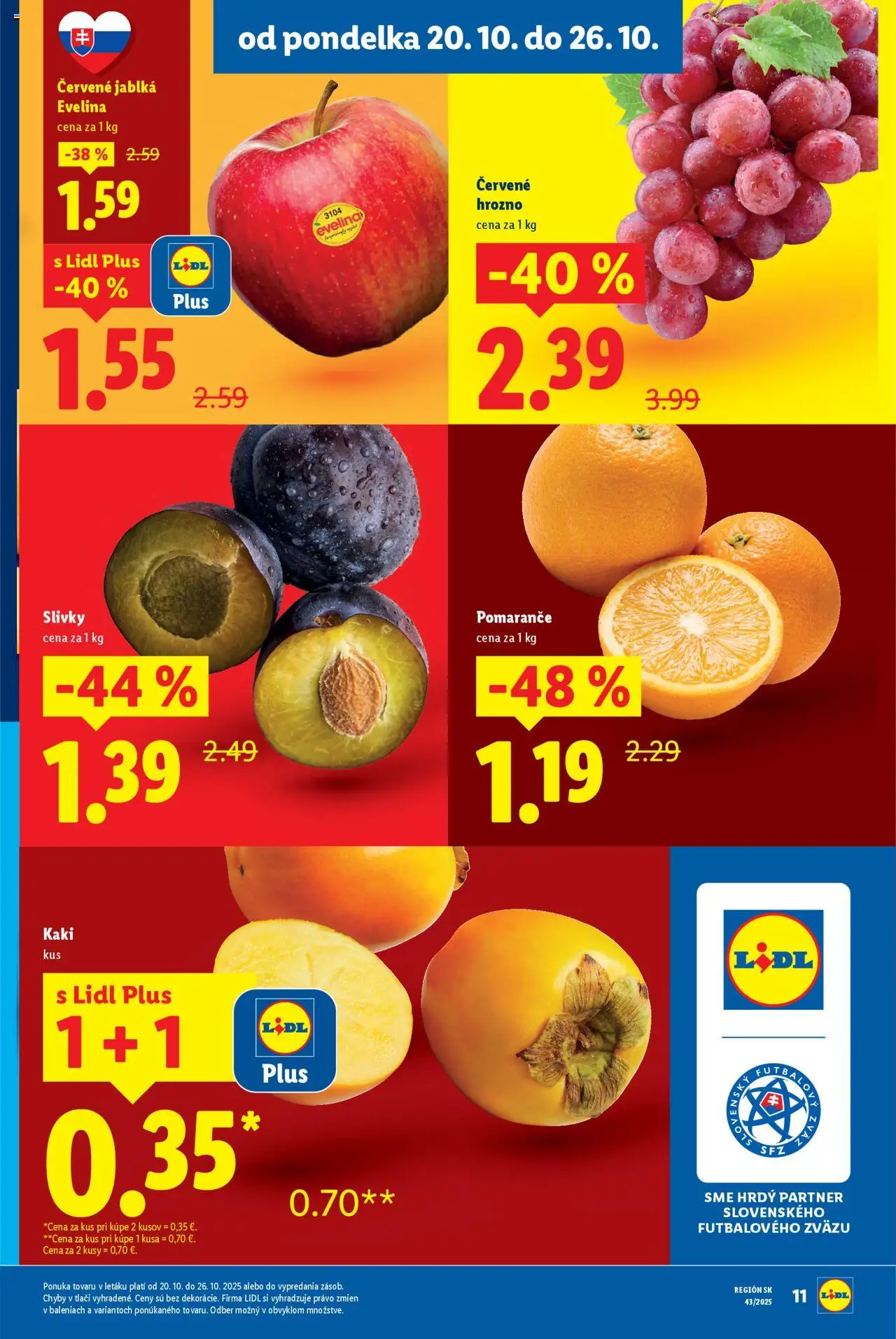 Nové Lidl akcie – leták je platný od 20.10.2025 | Strana: 13 | Produkty: Kaki, Jablká, Apple, Hrozno