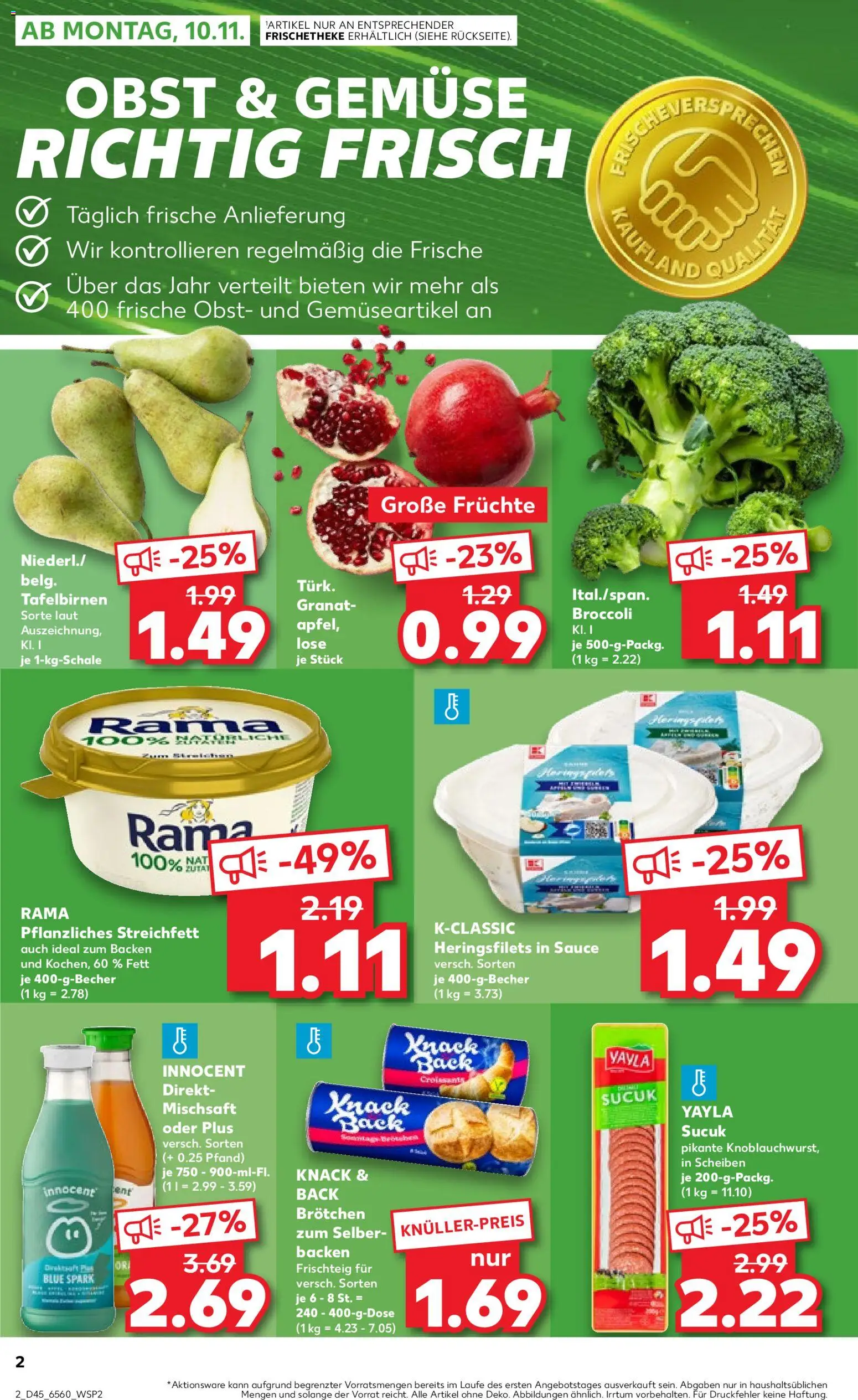 Kaufland prospekt Bremen	 – gültig ab 09.11.2025 | Seite: 2 | Produkte: Granatapfel, Rama, Gemüse, Obst