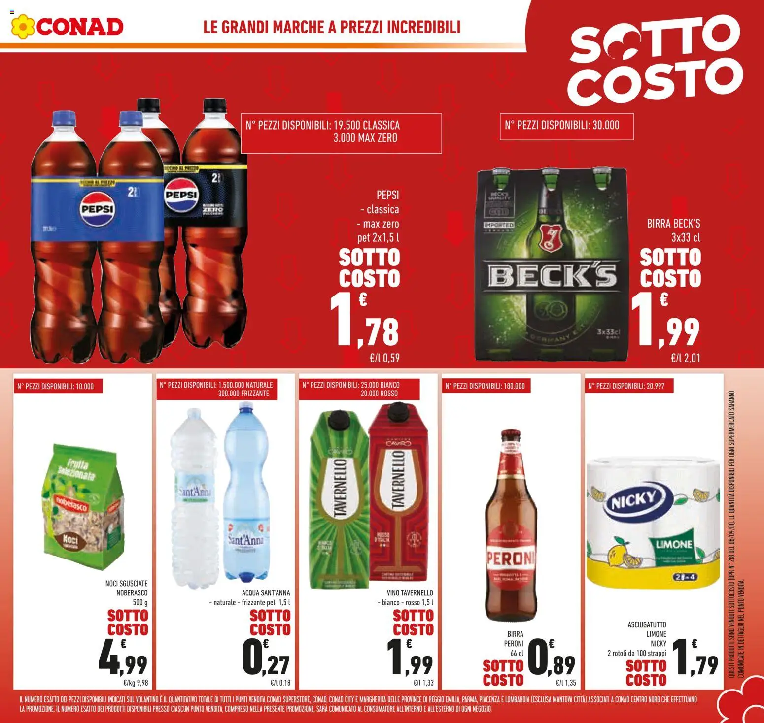 Volantino Conad del 06.11.2025 | Pagina: 7 | Prodotti: Birra, Acqua, Asciugatutto, Pepsi