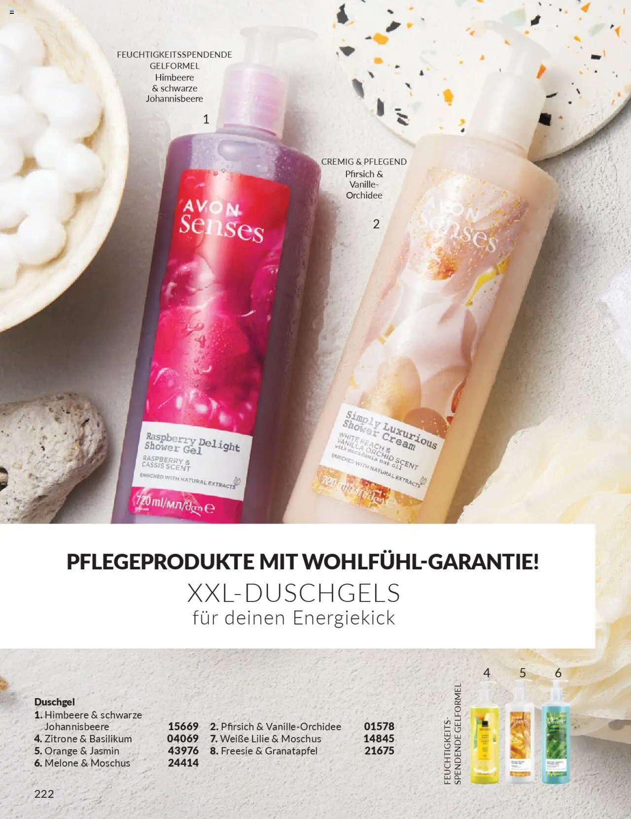 AVON Katalog Oktober 2025 – gültig ab 01.10.2025 | Seite: 224 | Produkte: Orchidee, Duschgel, Pfirsich, Melone