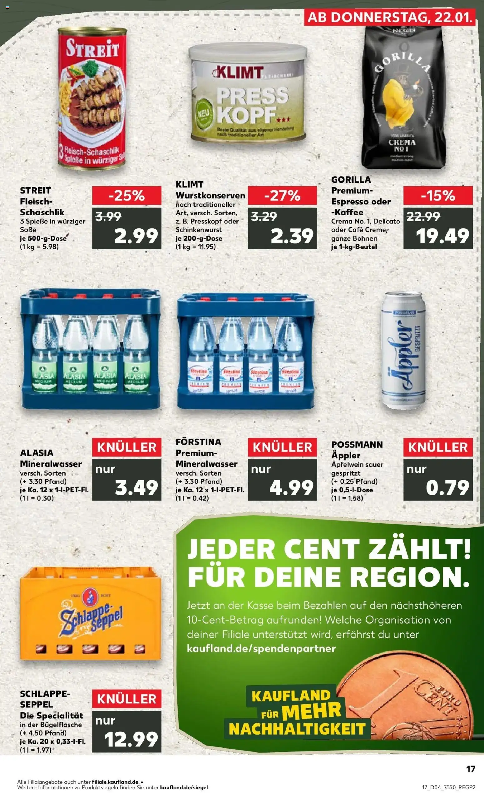 Kaufland prospekt Gelnhausen	 – gültig ab 22.01.2026 | Seite: 2 | Produkte: Spieße, Mineralwasser, Soße, Fleisch