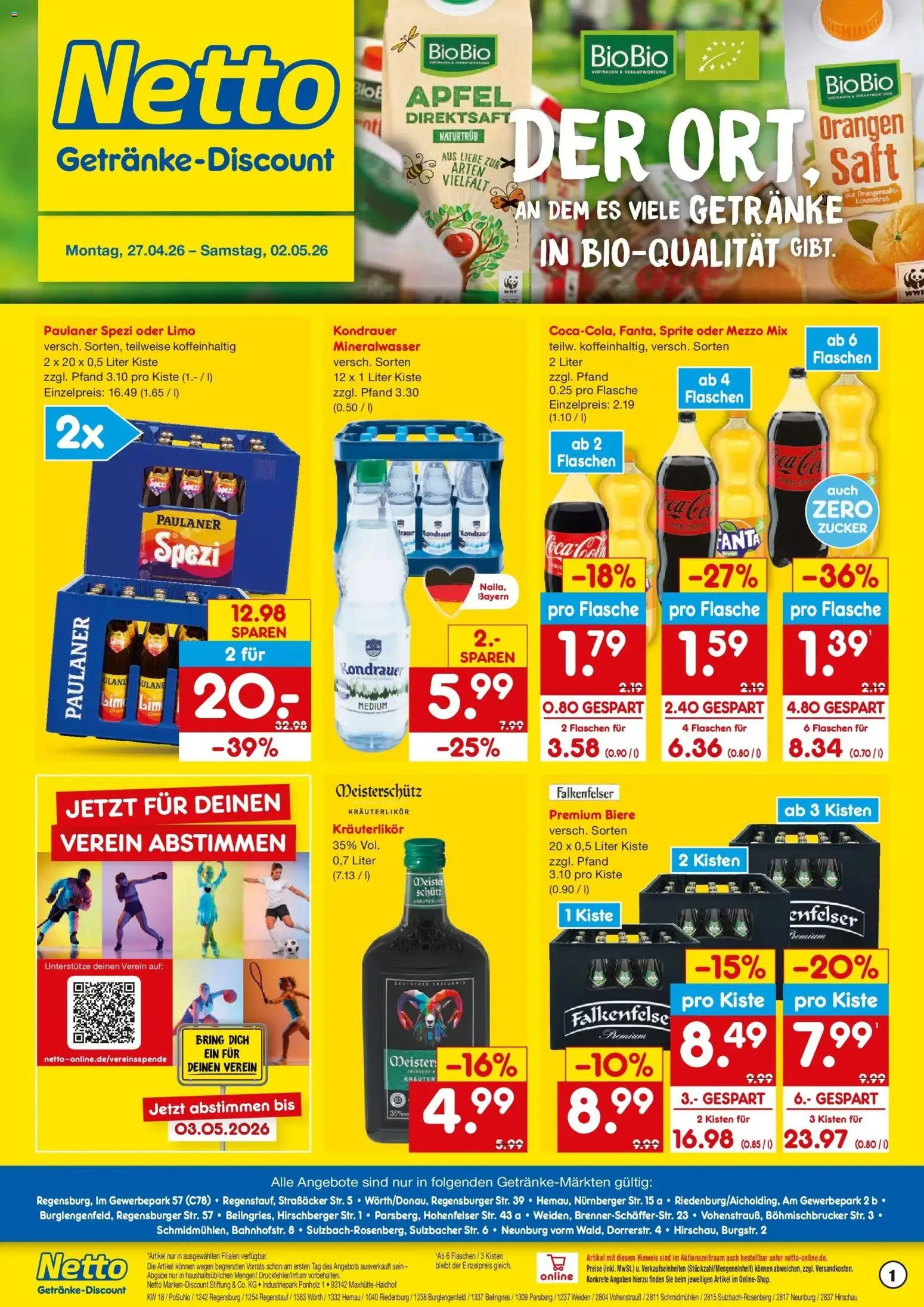 Netto Marken-Discount Prospekt Hemau	 – gültig ab 27.04.2026 | Seite: 1 | Produkte: Sprite, Äpfel, Zucker, Oder mezzo mix