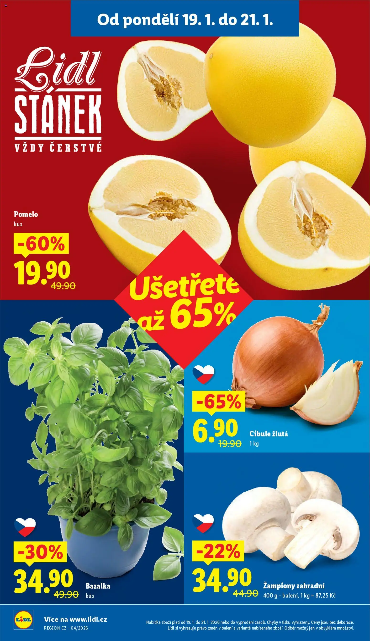 Lidl leták od 19.01.2026 | Strana: 10 | Produkty: Žampiony, Ovoce, Pomelo, Cibule