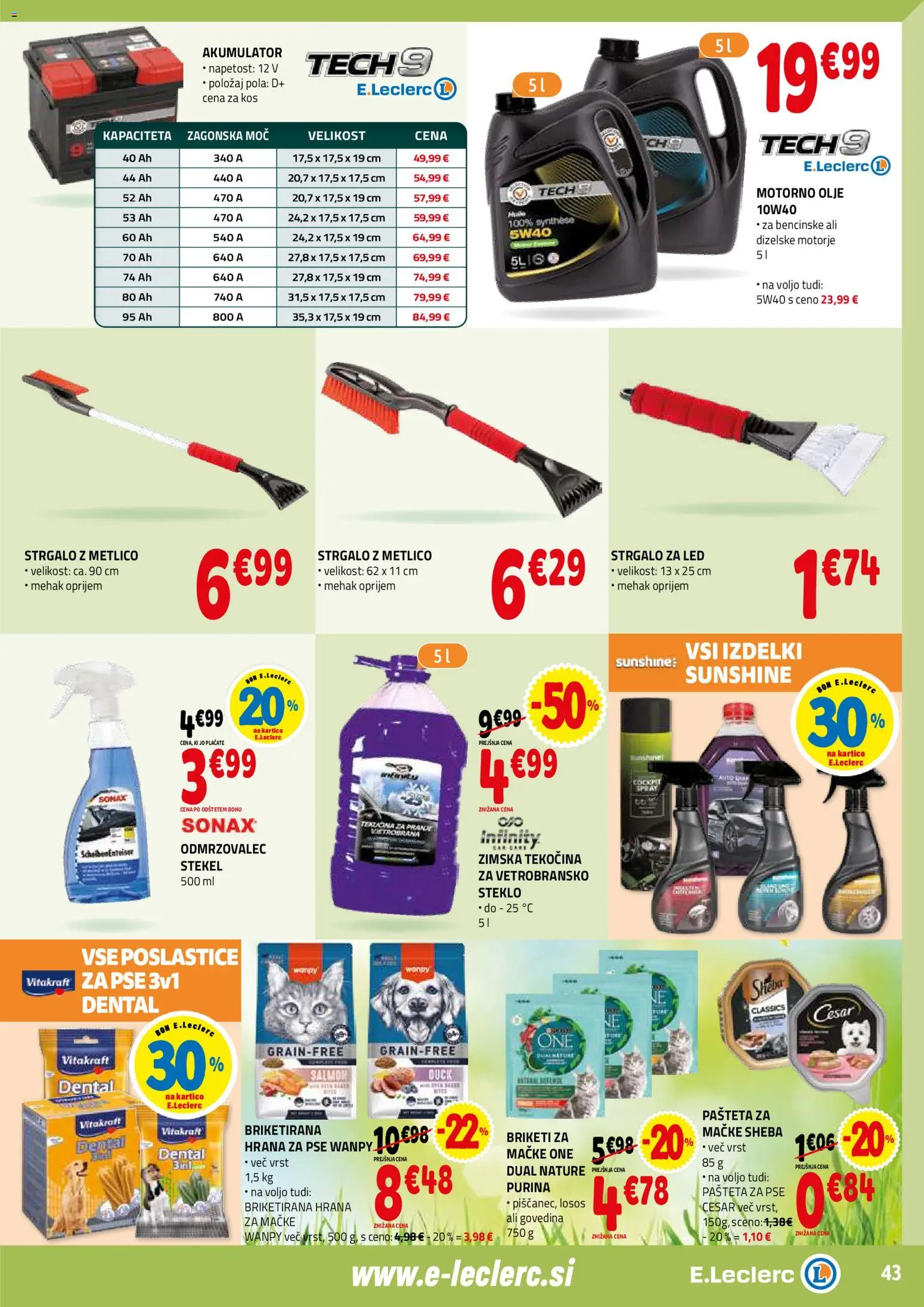 Novi E.leclerc katalog ponudbe – veljaven od 04.02.2026 | Stran: 43 | Izdelki: Losos, Kos, Akumulator, Olje