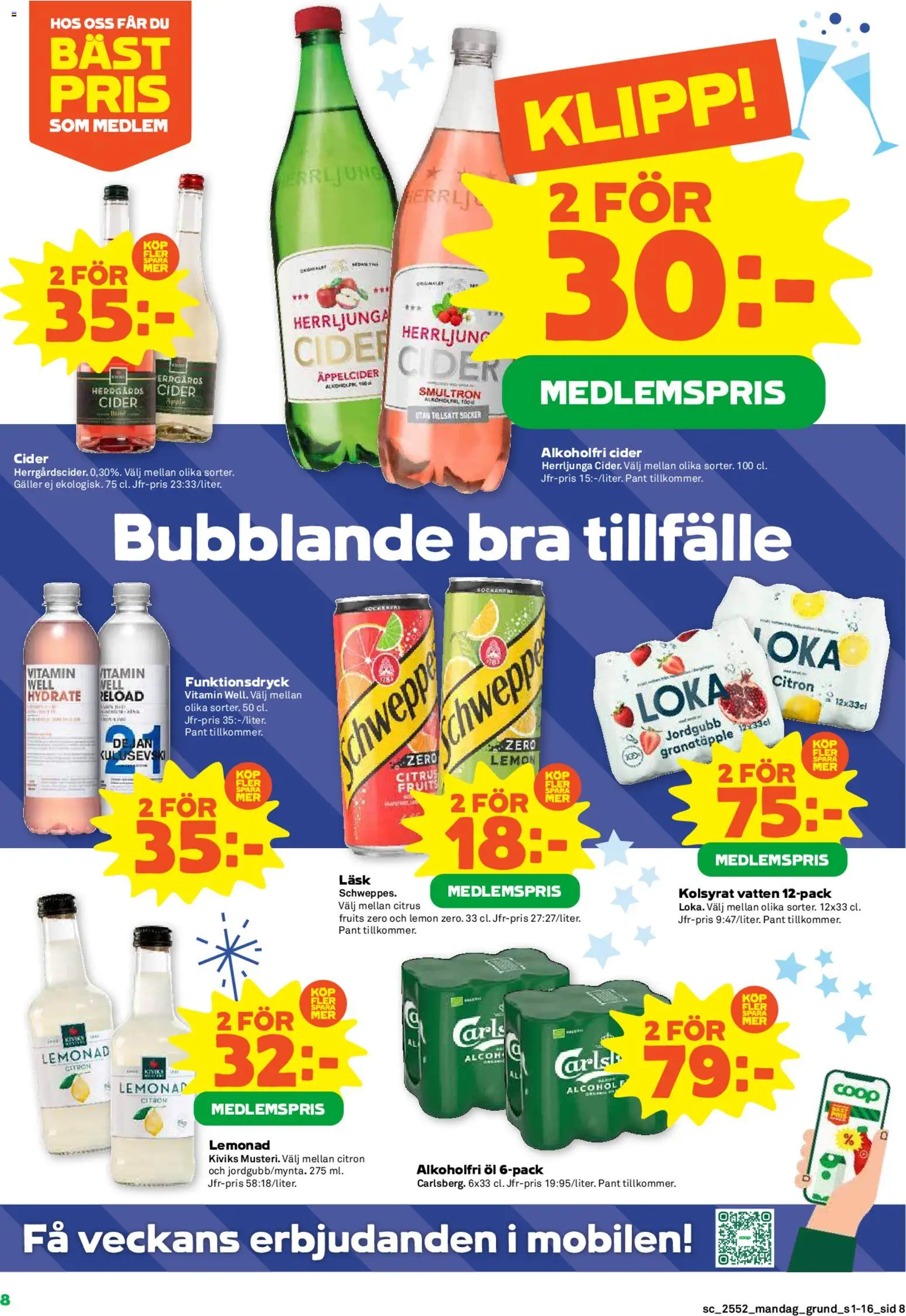 Stora Coop reklamblad aktuell från 29.12.2025 | Sida: 8 | Produkter: Galler, Öl, Cider, Citron