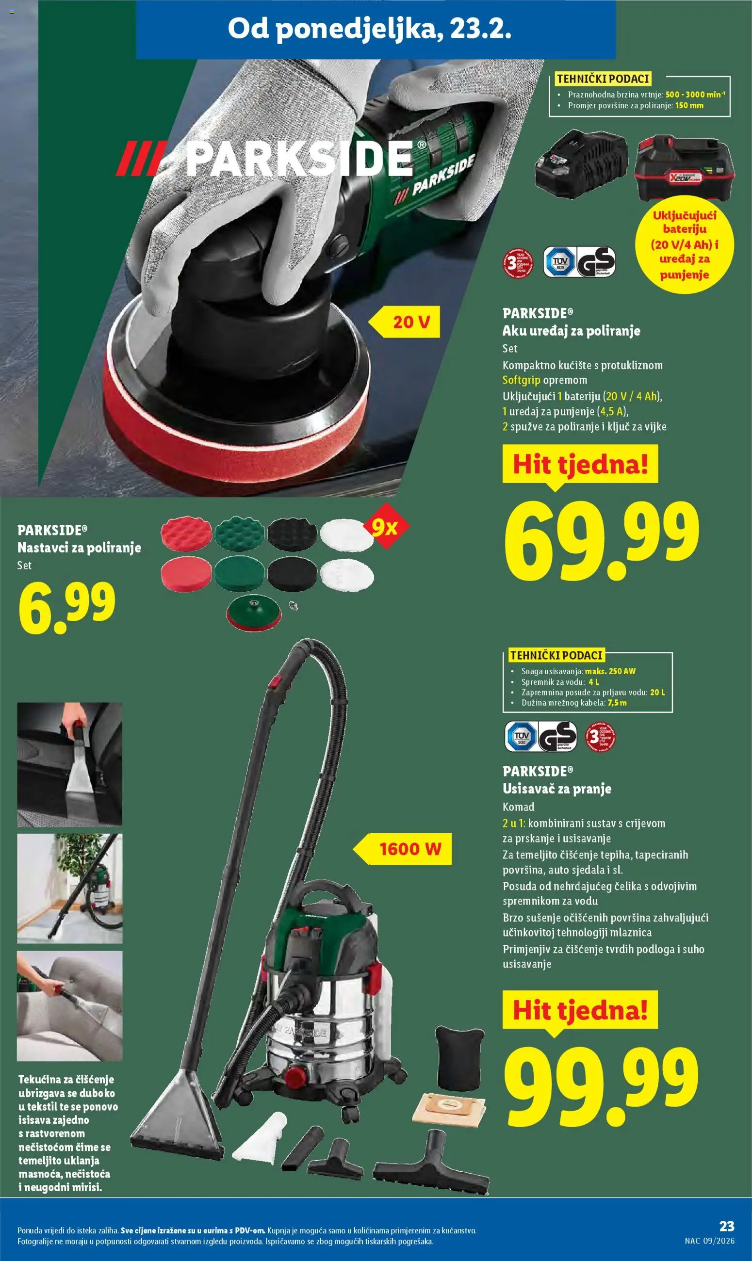 Lidl katalog | vrijedi od 23.02.2026 | Stranica: 23 | Proizvodi: Usisavač, Parkside
