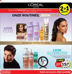 Elseve shampoo Hydra Hyaluronic 300 ml + Magic Retouch donkerbruin 75 ml + Elnett haarspray normale fixatie 200 ml, Elseve shampoo Hydra Hyaluronic 300 ml + Magic Retouch donkerbruin 75 ml + Elnett haarspray normale fixatie 200 ml - Voorbeeld van een folder van Kruidvat, geldig van 03.02.2026 | Pagina: 22