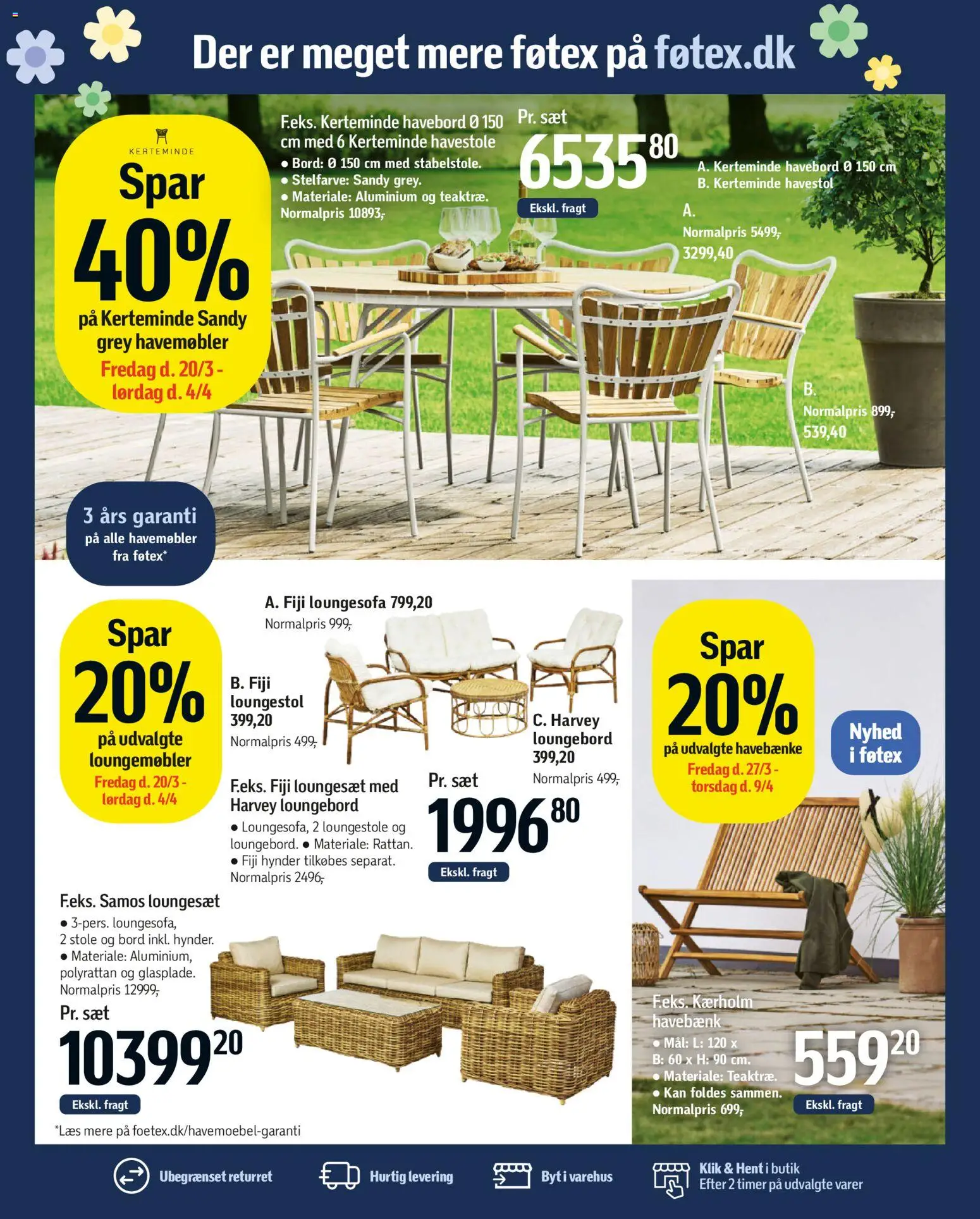Føtex tilbudsavis – gyldig fra 27.03.2026 | Side: 75 | Produkter: Bord, Havebænke, Havestole, Loungemøbler