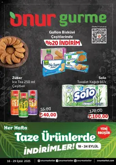 16.09.2025 tarihinden itibaren geçerli olan Onur Market kataloğu önizlemesi
