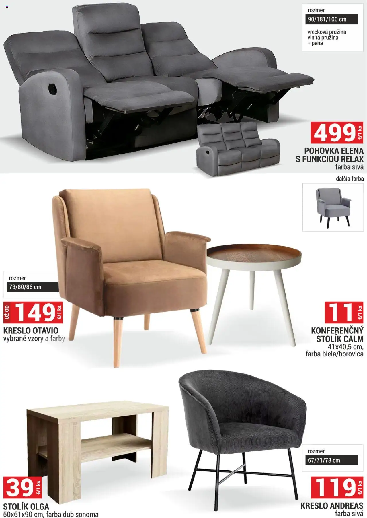 Merkury Market nábytok, sedačky, matrace │ platný od 01.08.2025 | Strana: 9 | Produkty: Pohovka, Kreslo, Stolík