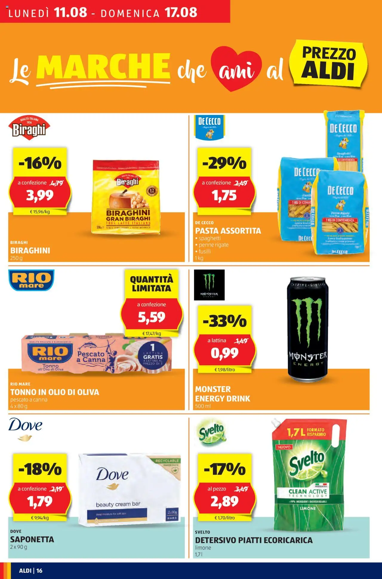 Volantino Aldi del 11.08.2025 | Pagina: 16 | Prodotti: Saponetta, Pasta, Penne, Olio di Oliva