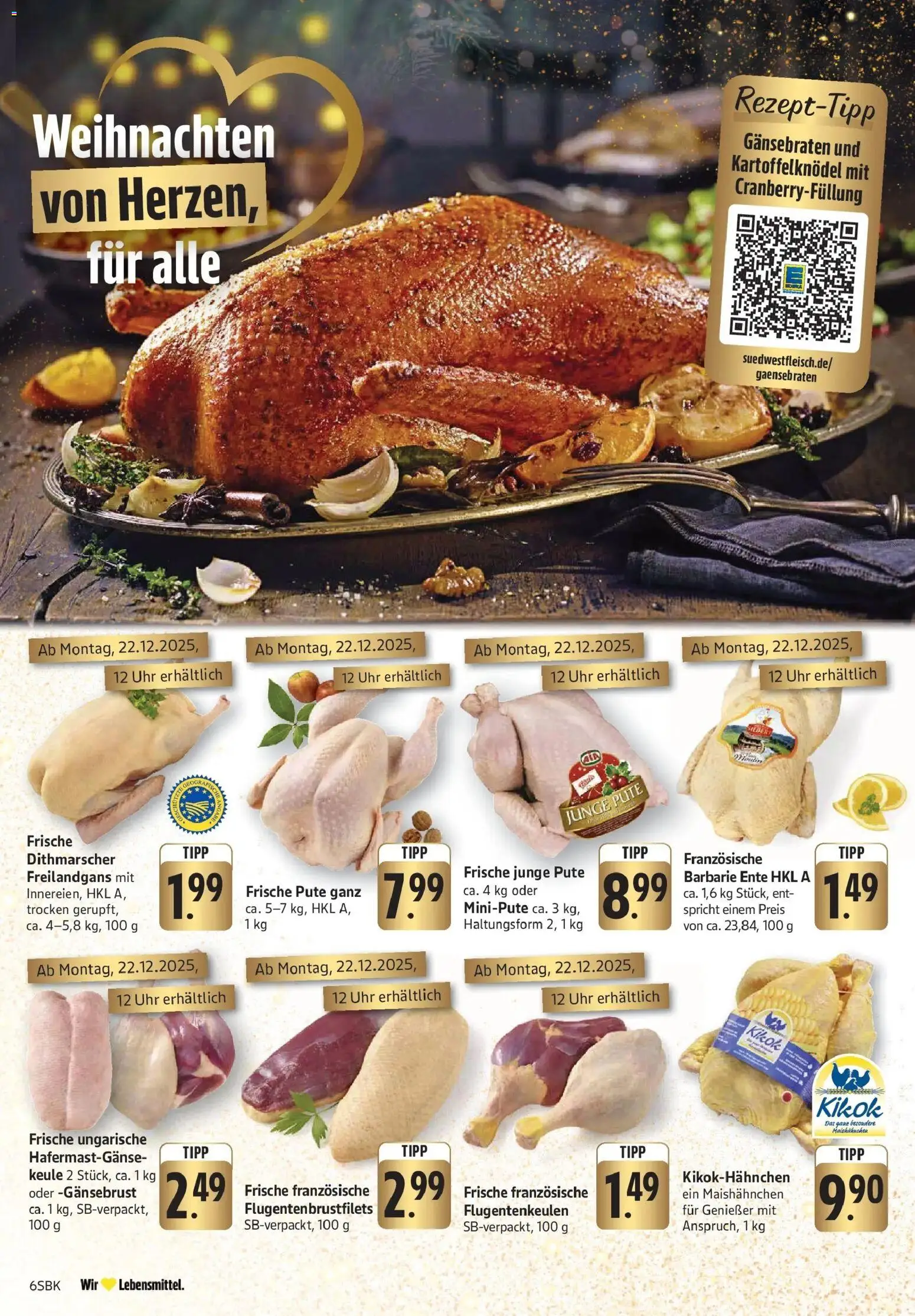 Edeka prospekt Walldorf	 – gültig ab 15.12.2025 | Seite: 6 | Produkte: Pute, Uhr, Ente