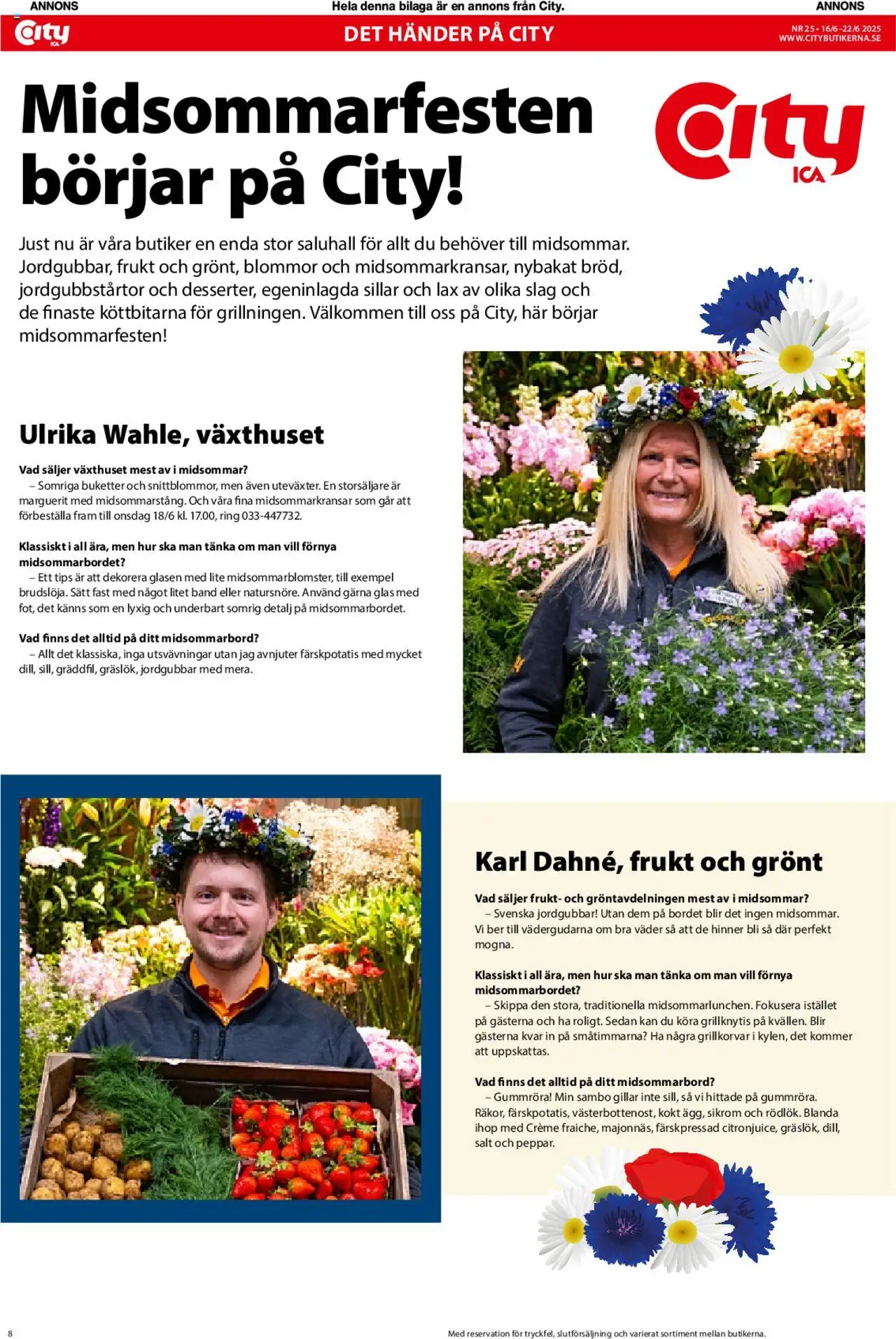 ICA Kvantum reklamblad aktuell från 16.06.2025 | Sida: 8 | Produkter: Färskpotatis, Lax, Ring, Jordgubbar
