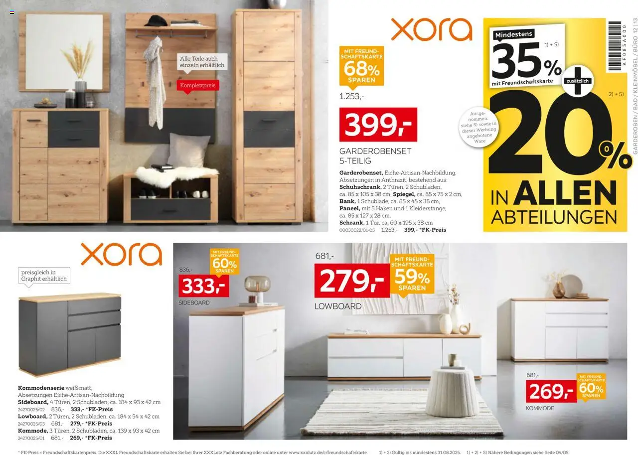 XXXL Lutz Nr. 1 beim Preis - gültig ab dem 18.08.2025 | Seite: 20 | Produkte: Sideboard, Lowboard, Kommode, Garderobenset